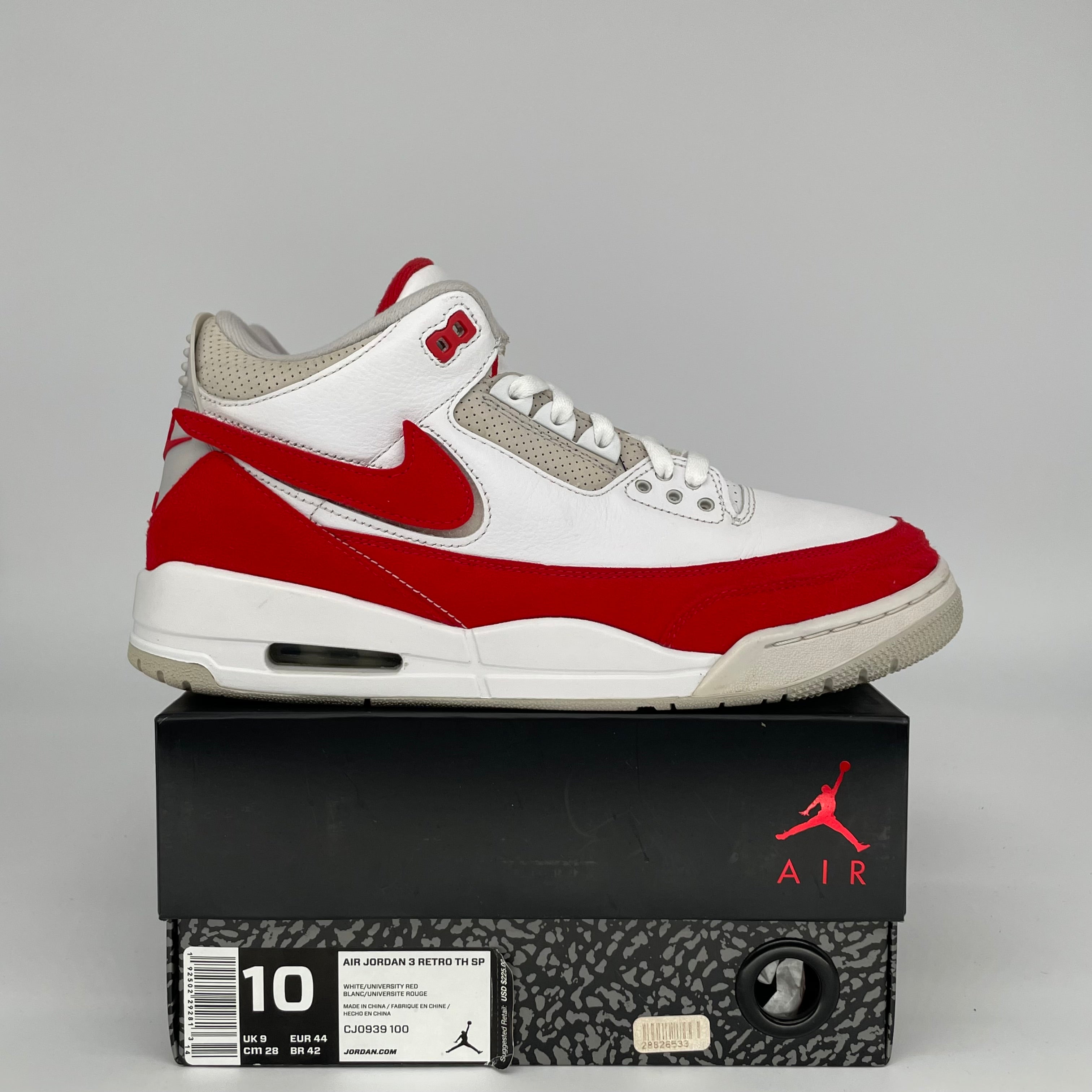 AIR JORDAN 3 TINKER UNIVERSITY RED SIZE 10 CJ0939-100
