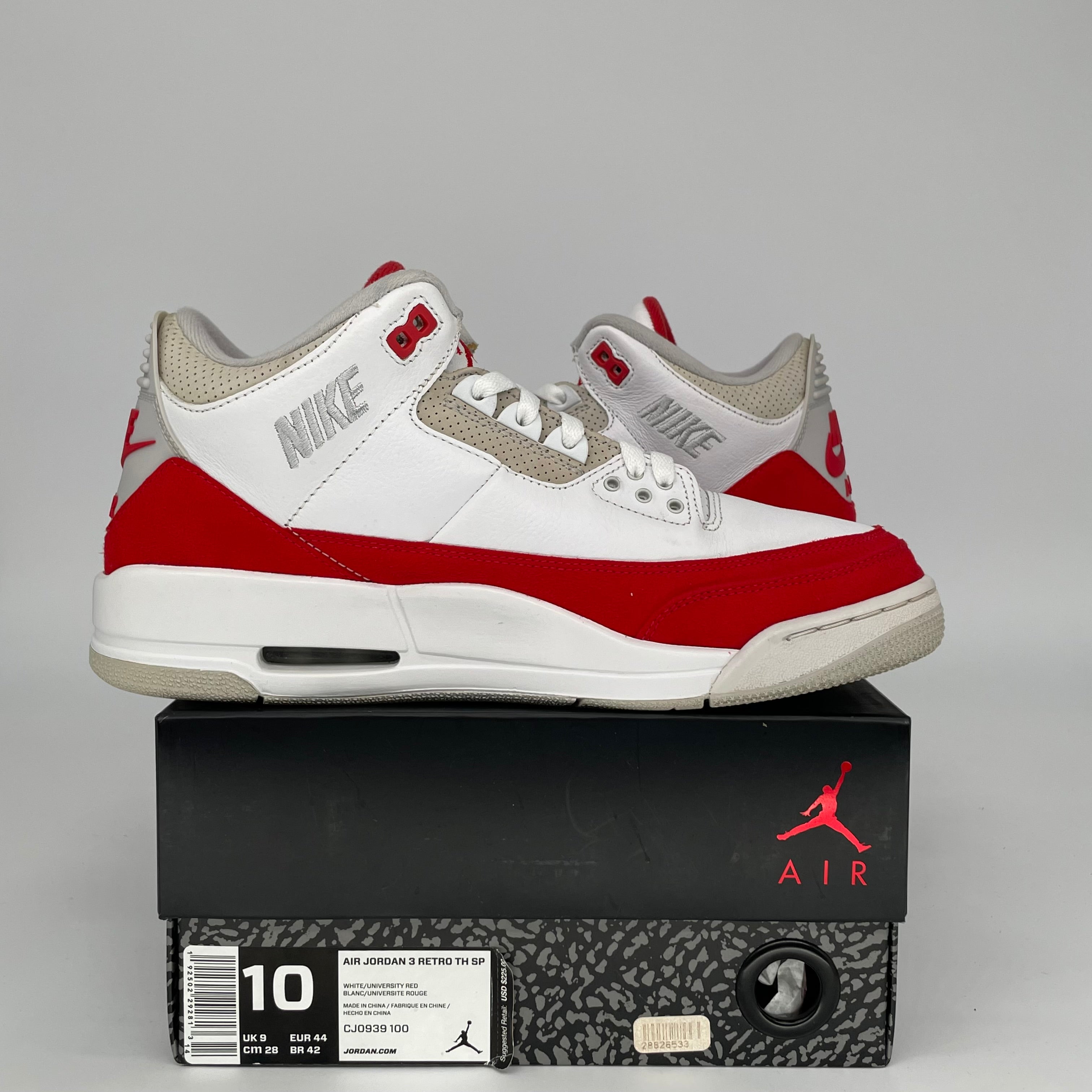 AIR JORDAN 3 TINKER UNIVERSITY RED SIZE 10 CJ0939-100