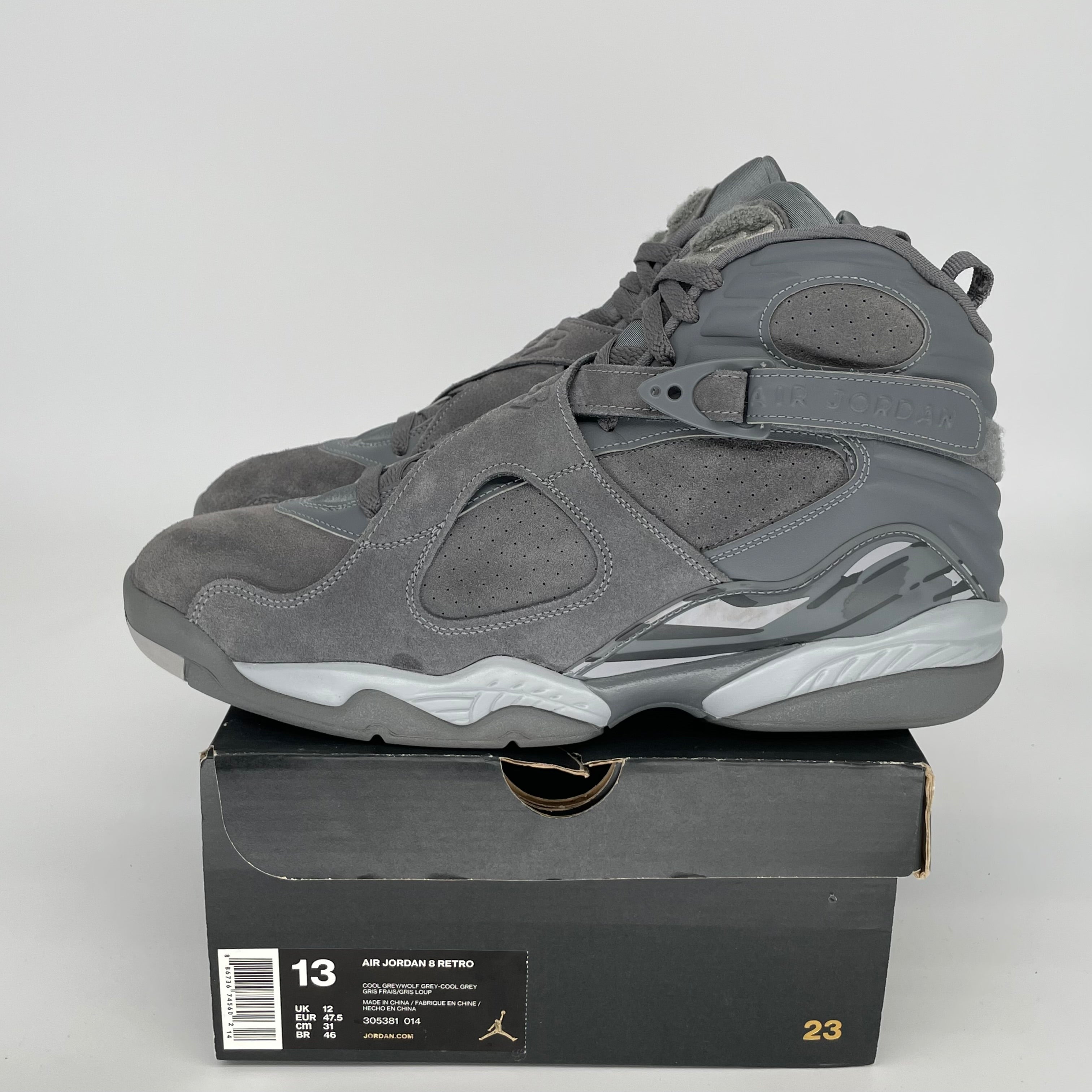 AIR JORDAN 8 COOL GREY SIZE 13 305381-014