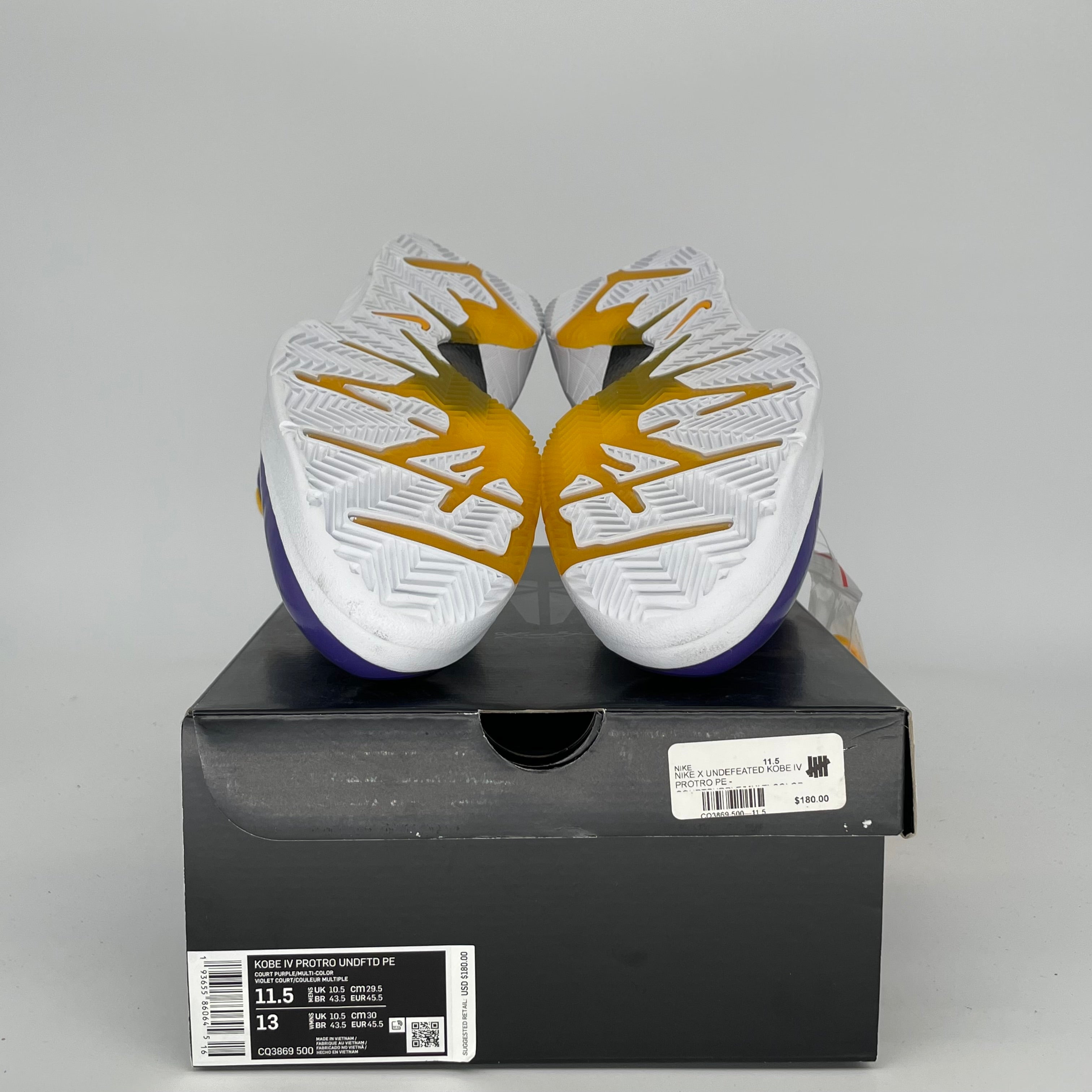 NIKE KOBE 4 PROTRO UNDEFEATED LA LAKERS SIZE 11.5 CQ3869-500