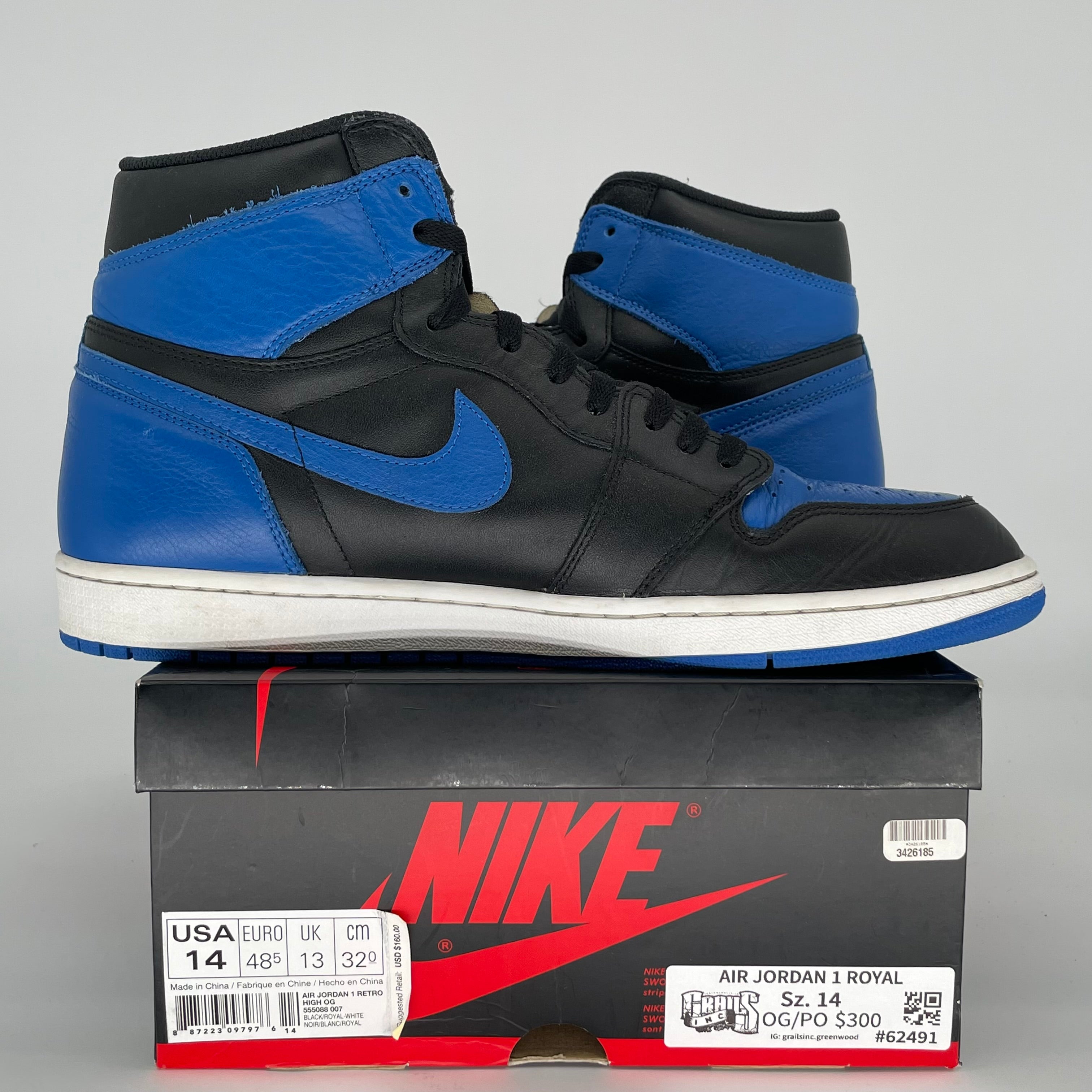 AIR JORDAN 1 ROYAL SIZE 14/15.5W 555088-007