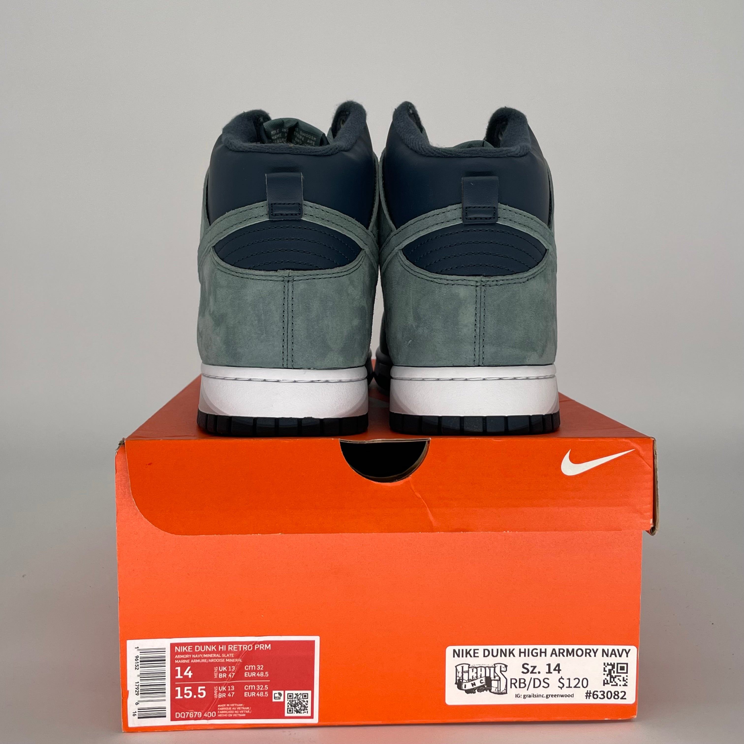 NIKE DUNK HIGH ARMORY NAVY SIZE 14/15.5W DQ7679-400