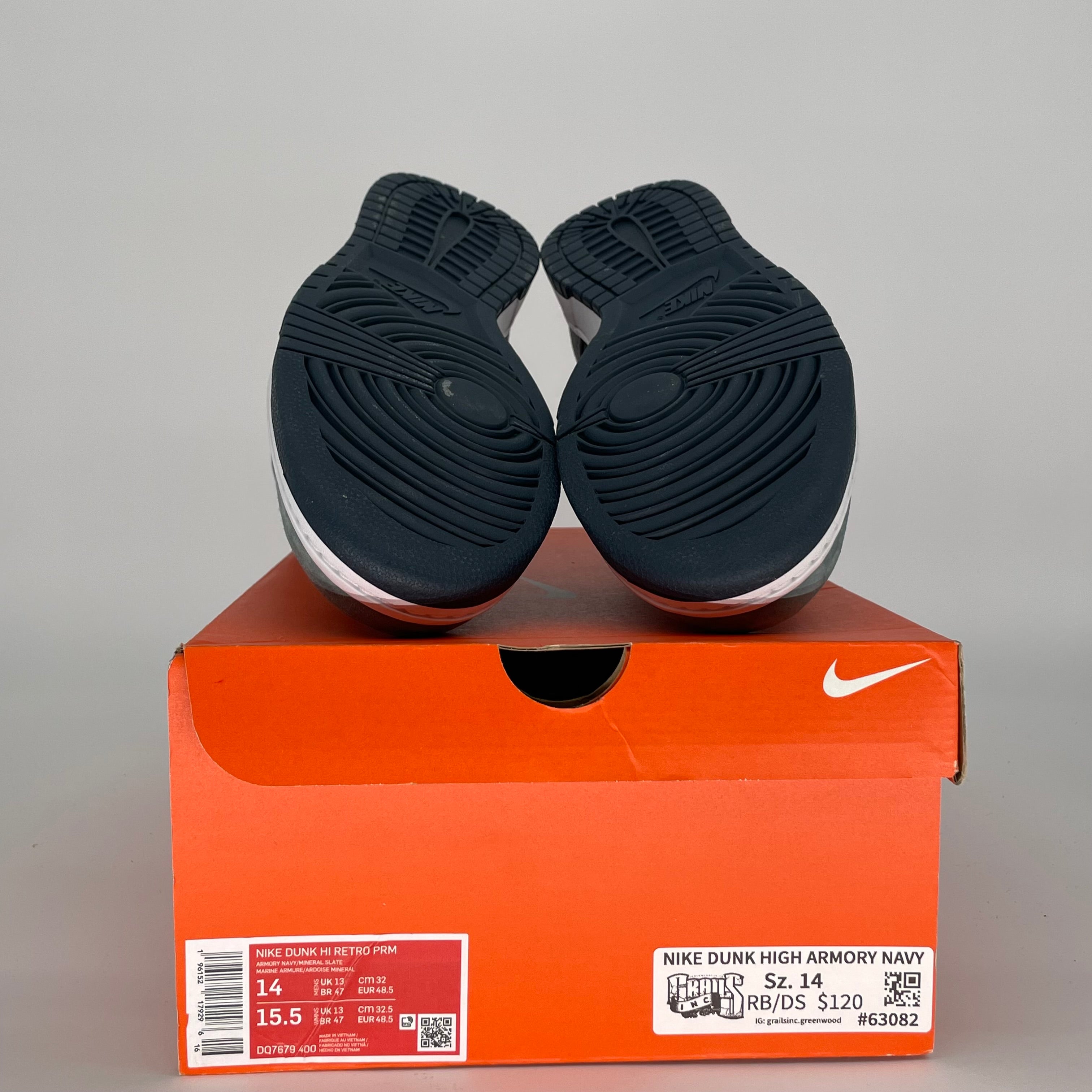 NIKE DUNK HIGH ARMORY NAVY SIZE 14/15.5W DQ7679-400