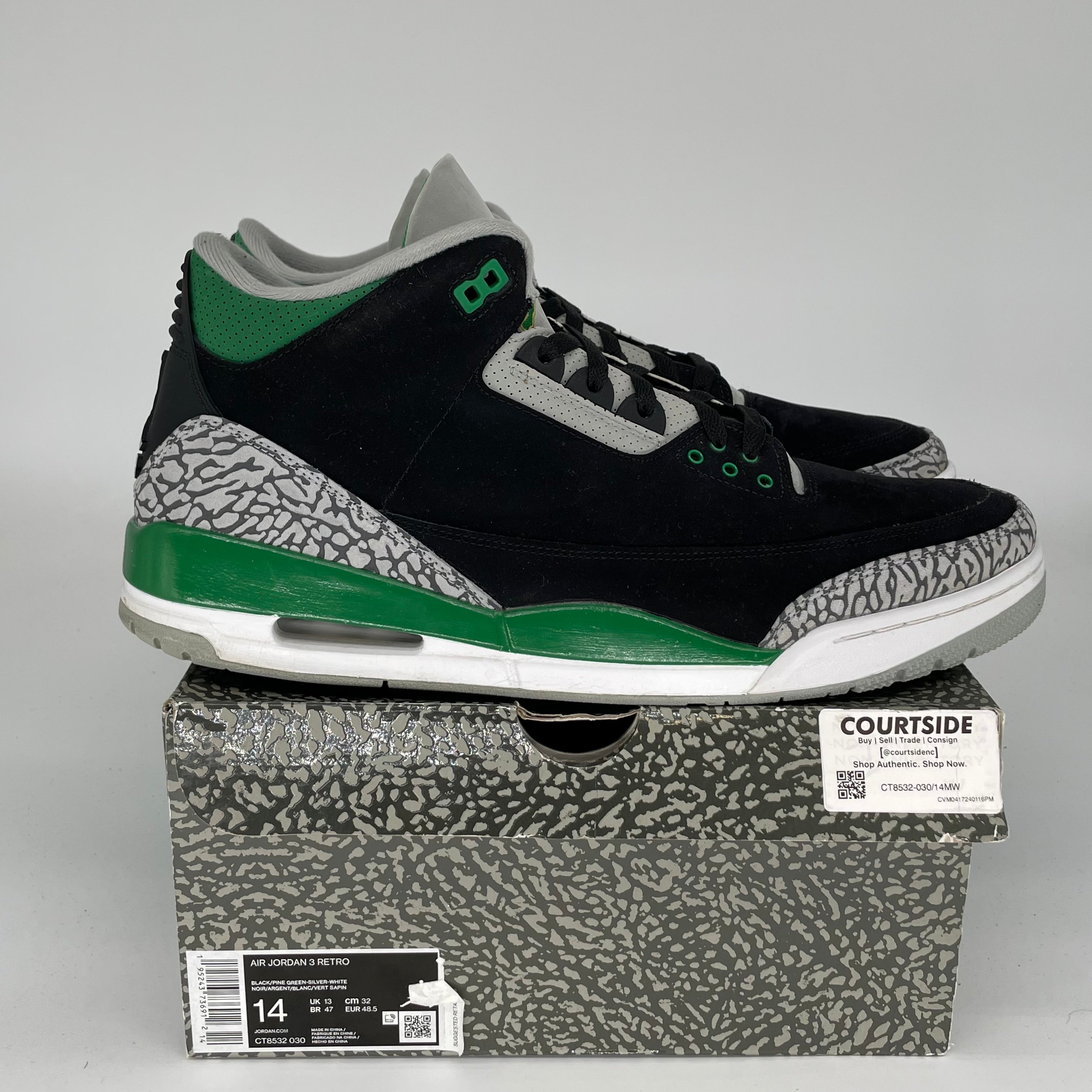 AIR JORDAN 3 PINE GREEN SIZE 14 CT8532-030