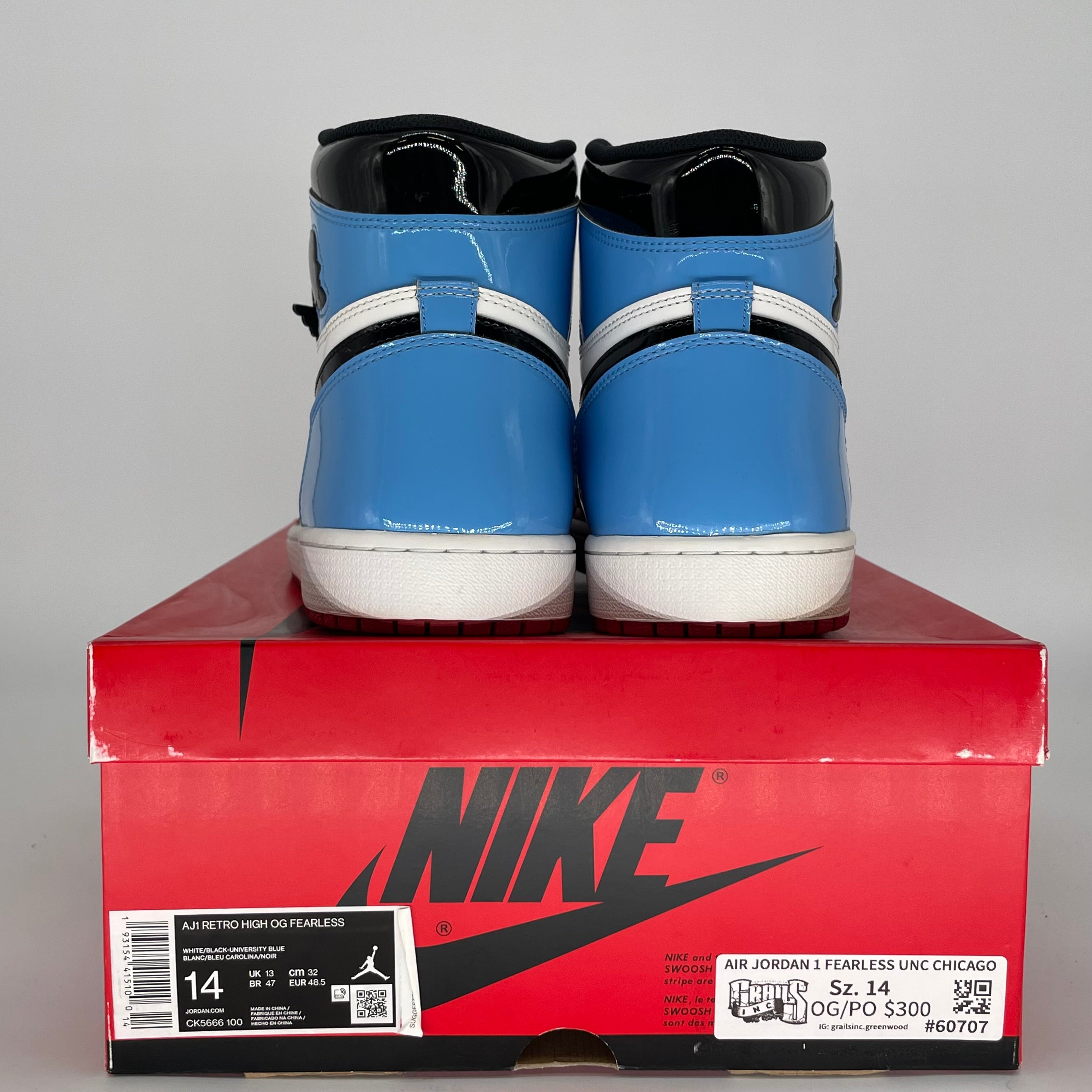 AIR JORDAN 1 FEARLESS UNC CHICAGO SIZE 14/15.5W CK5666-100