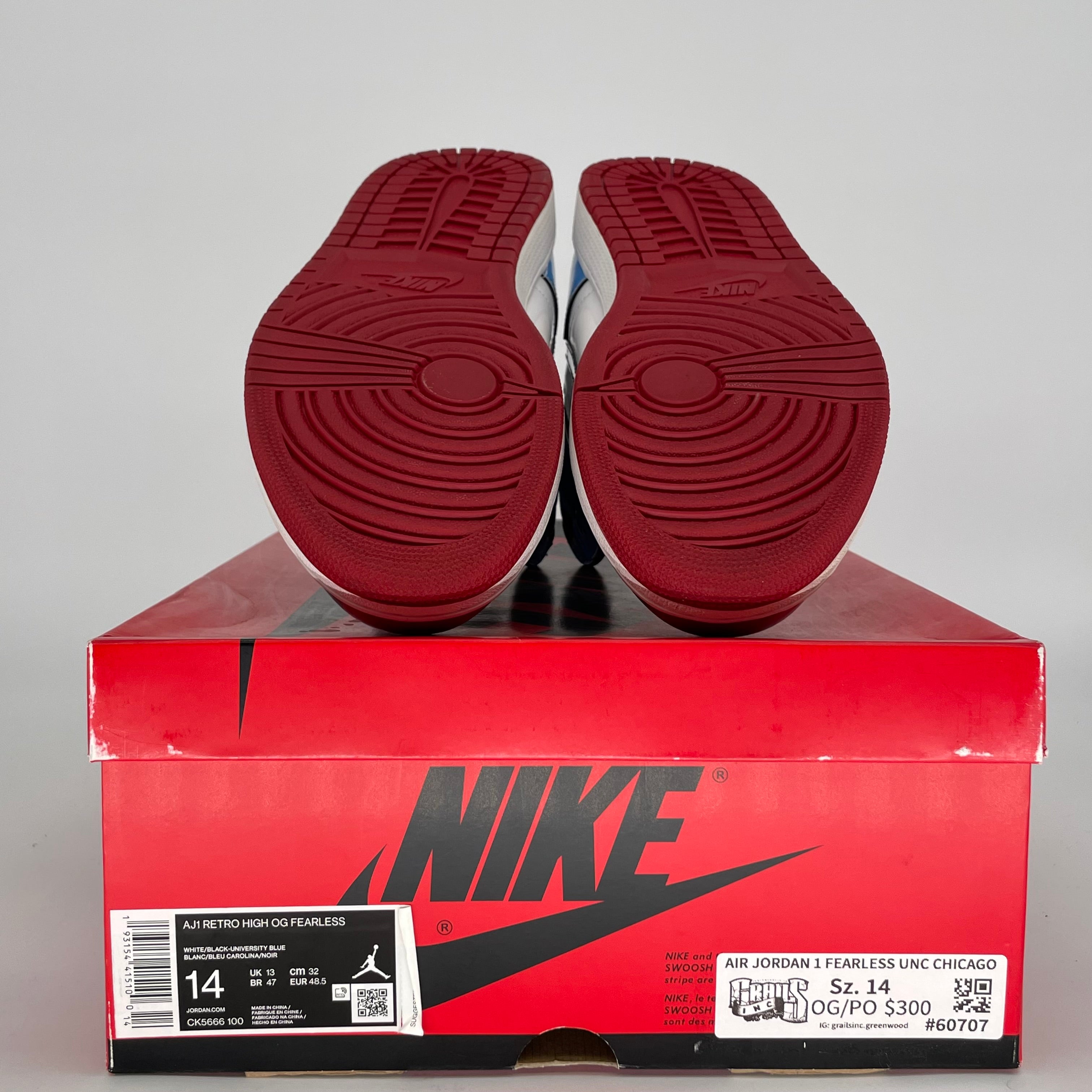 AIR JORDAN 1 FEARLESS UNC CHICAGO SIZE 14/15.5W CK5666-100