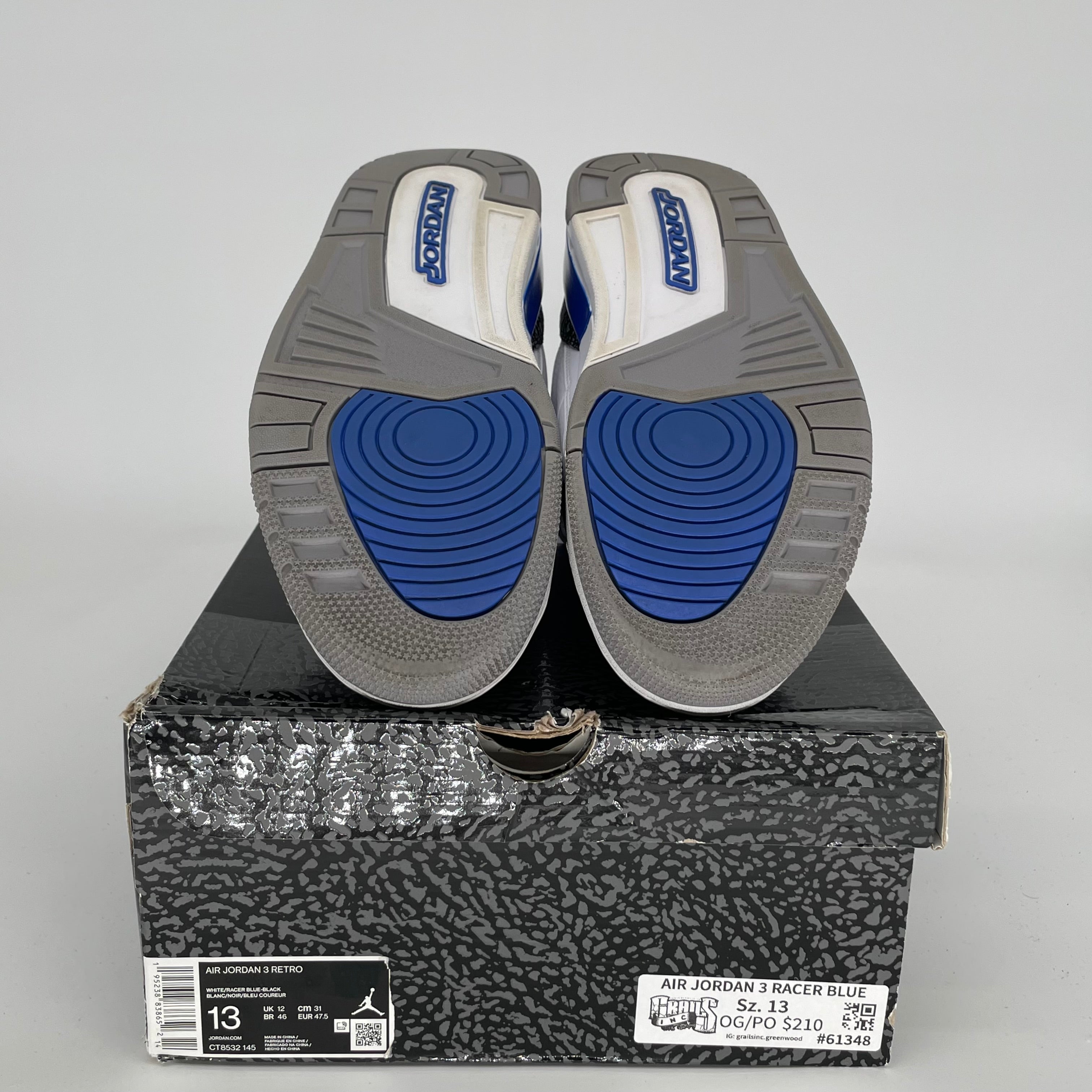 AIR JORDAN 3 RACER BLUE SIZE 13 CT8532-145