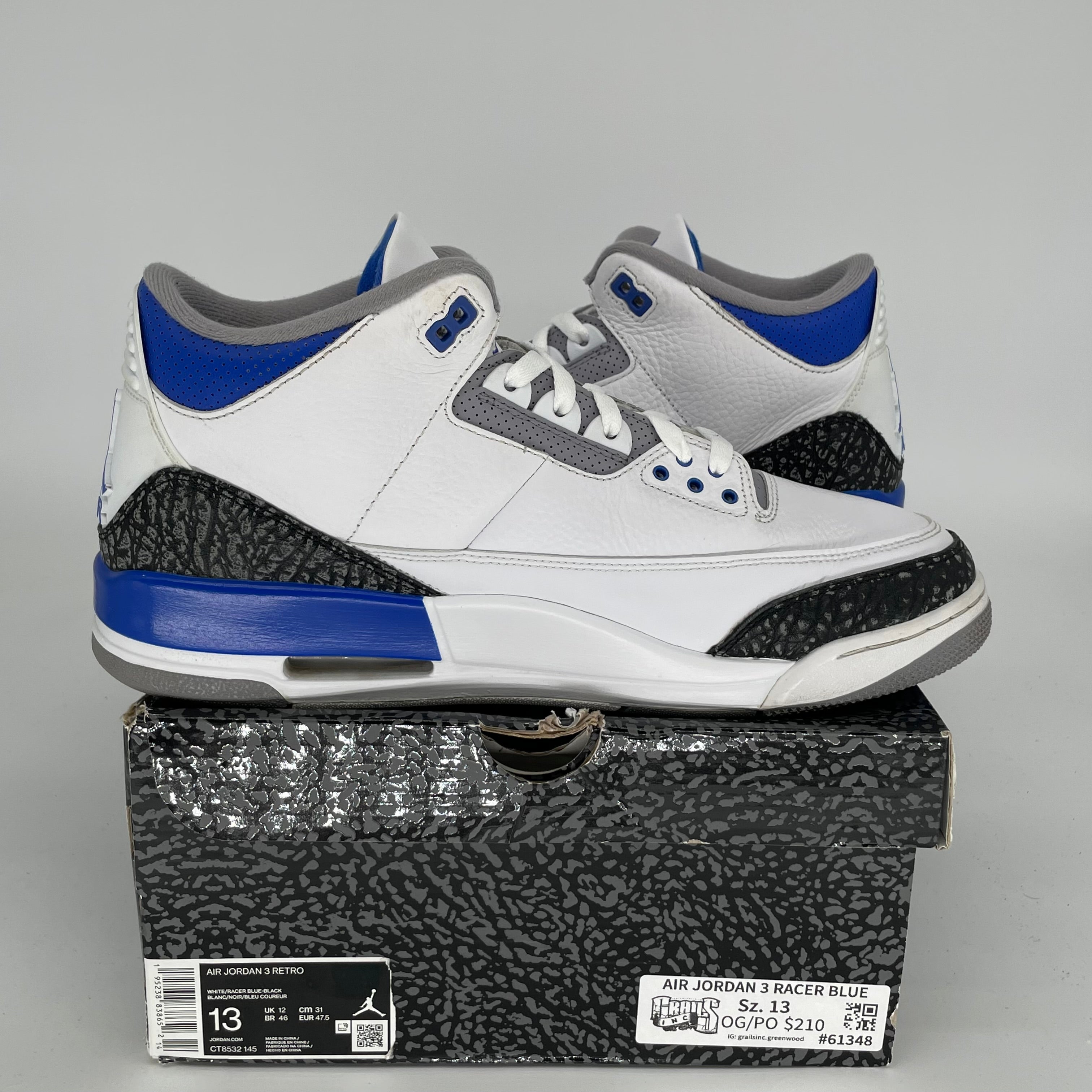 AIR JORDAN 3 RACER BLUE SIZE 13 CT8532-145