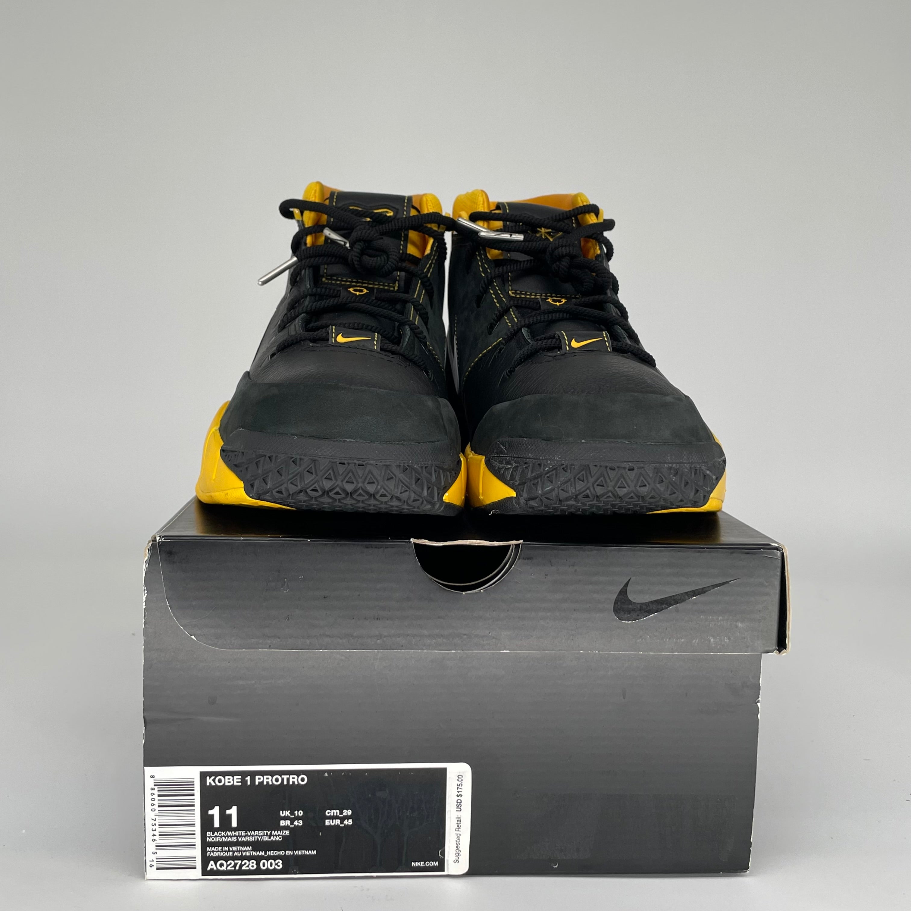 NIKE KOBE 1 PROTRO BLACK MAIZE SIZE 11 AQ2728-003