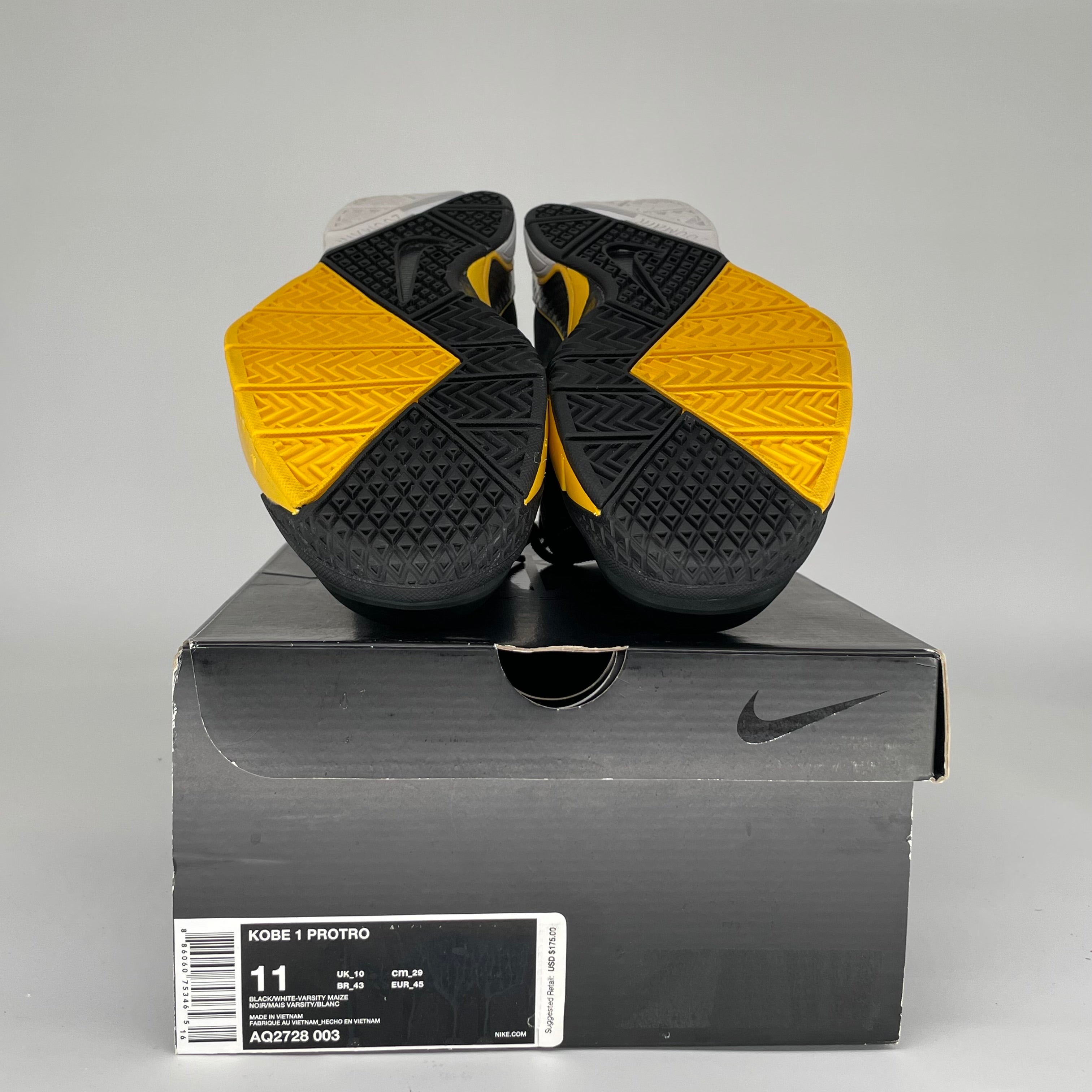 NIKE KOBE 1 PROTRO BLACK MAIZE SIZE 11 AQ2728-003