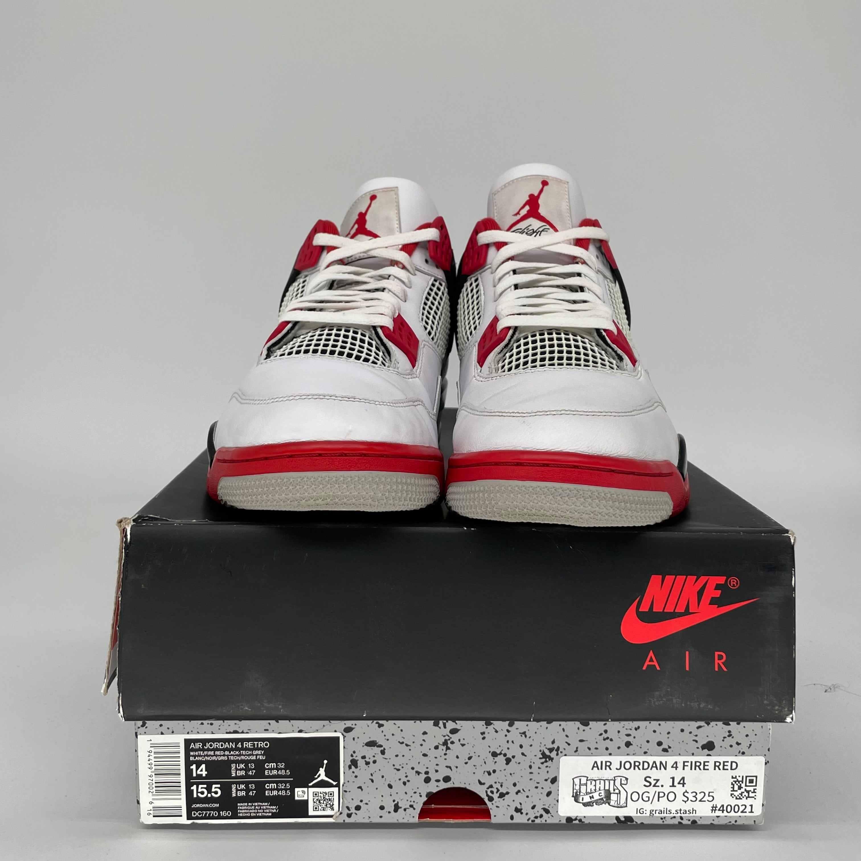 AIR JORDAN 4 FIRE RED DC7770-160 SIZE 14/15.5W