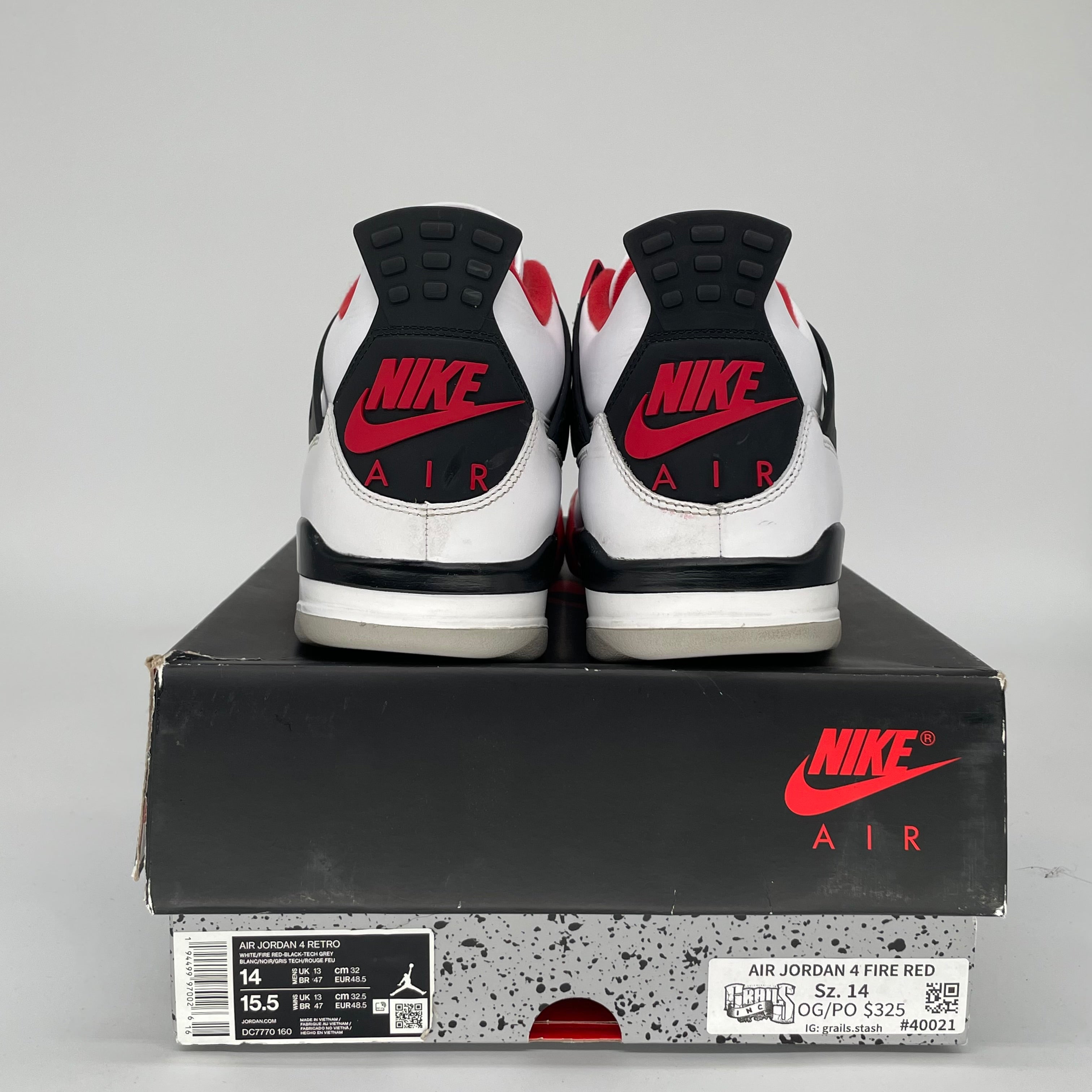 AIR JORDAN 4 FIRE RED DC7770-160 SIZE 14/15.5W