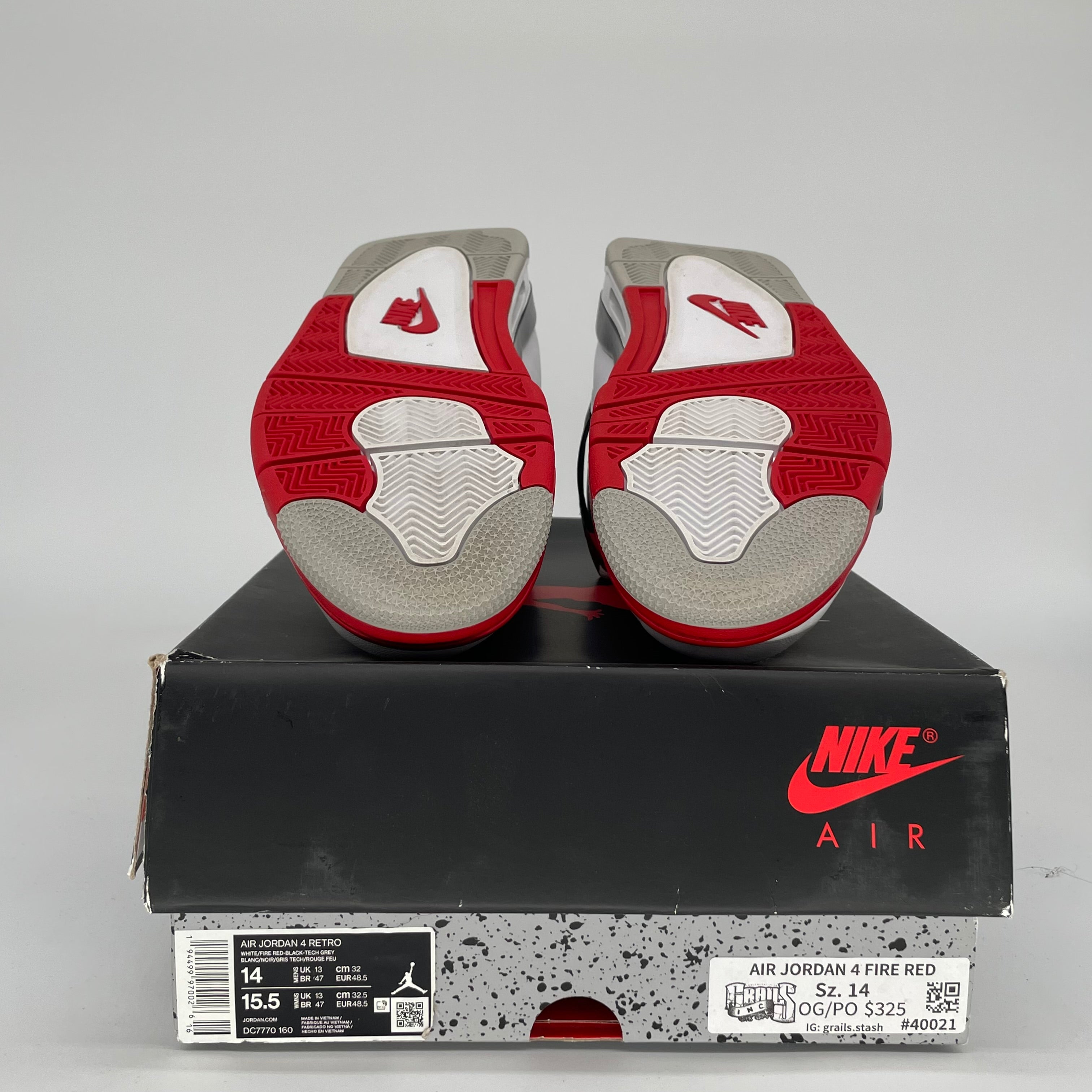 AIR JORDAN 4 FIRE RED DC7770-160 SIZE 14/15.5W