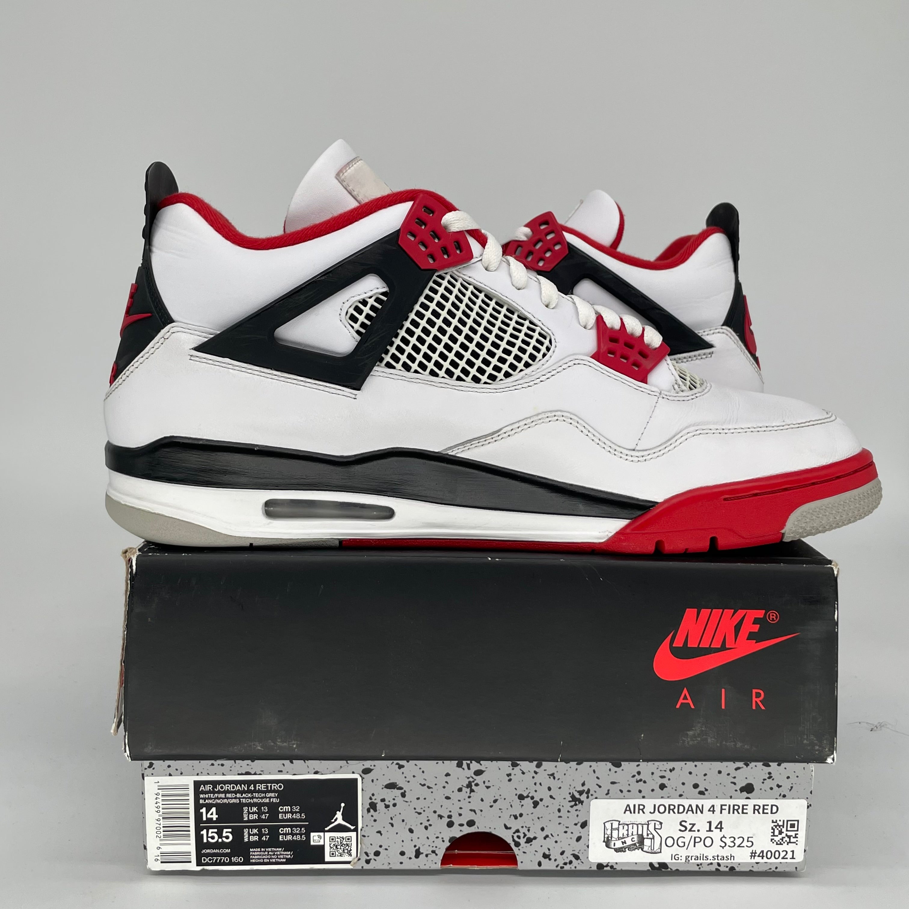 AIR JORDAN 4 FIRE RED DC7770-160 SIZE 14/15.5W