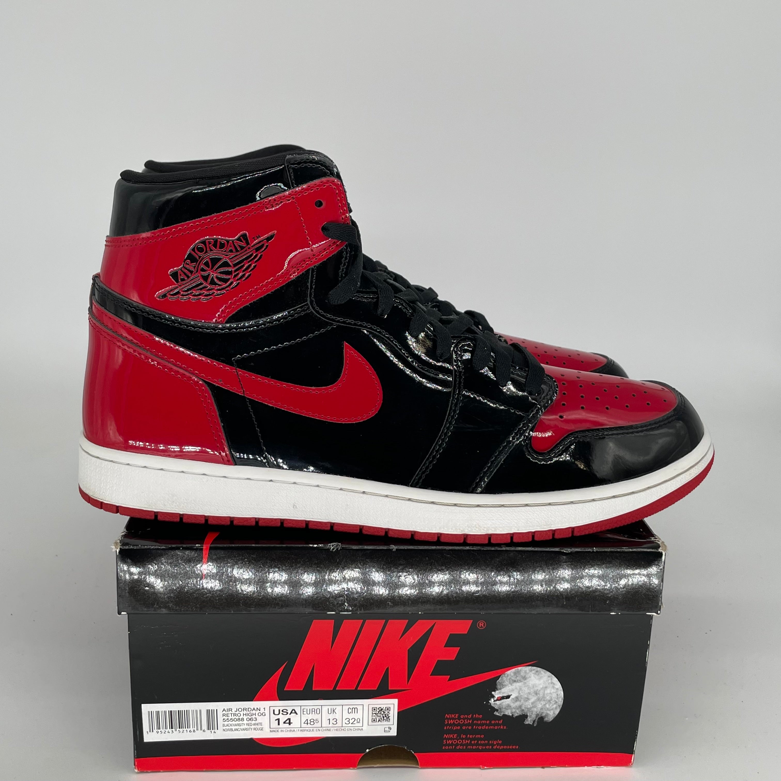 AIR JORDAN 1 PATENT BRED SIZE 14 555088-063