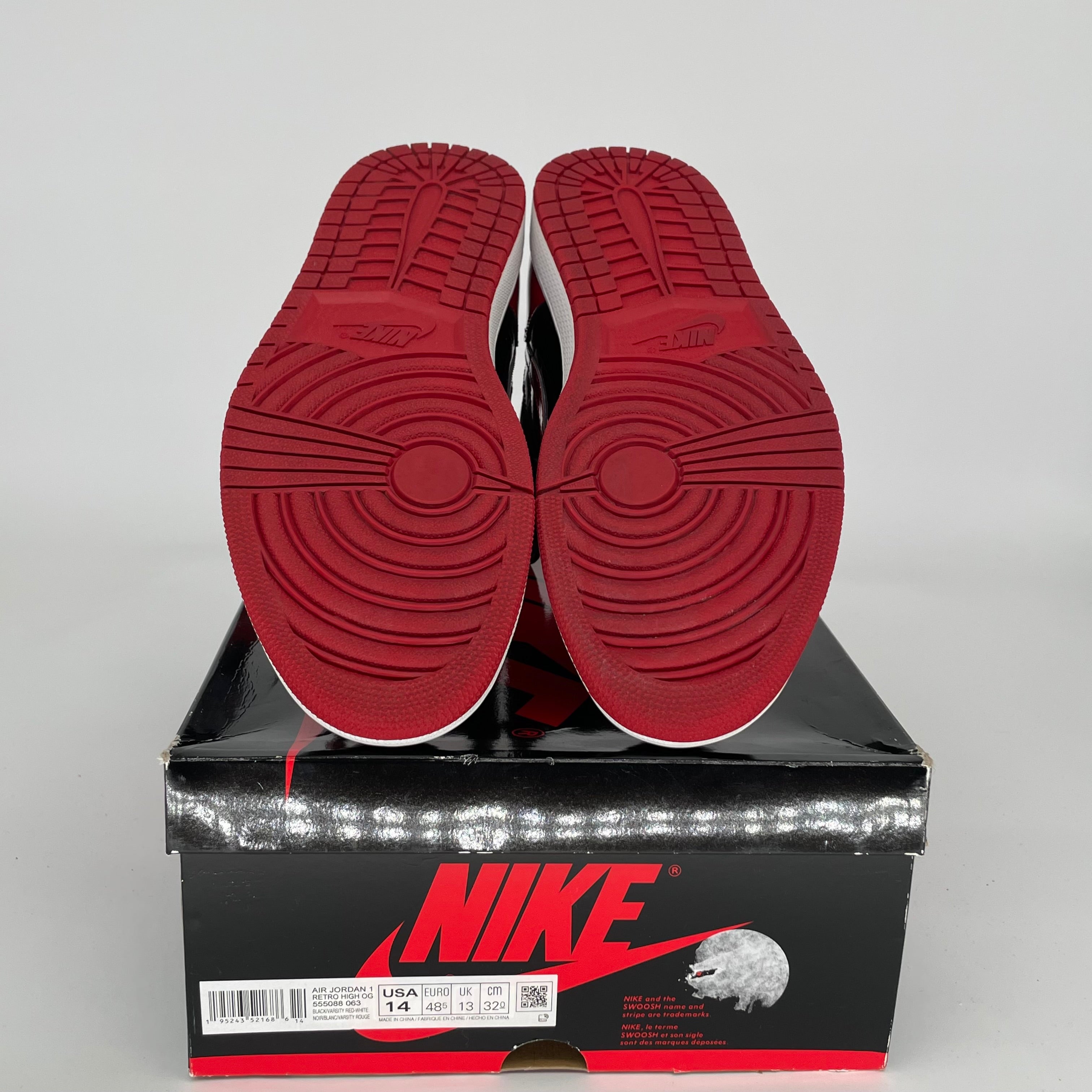 AIR JORDAN 1 PATENT BRED SIZE 14 555088-063