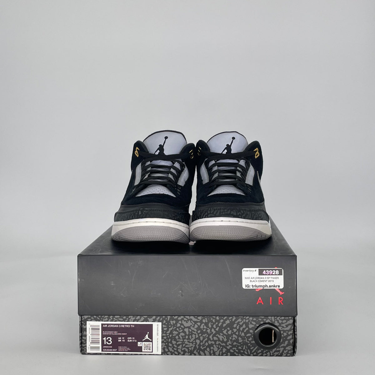 Jordan 3 Retro Tinker Black Cement Gold
