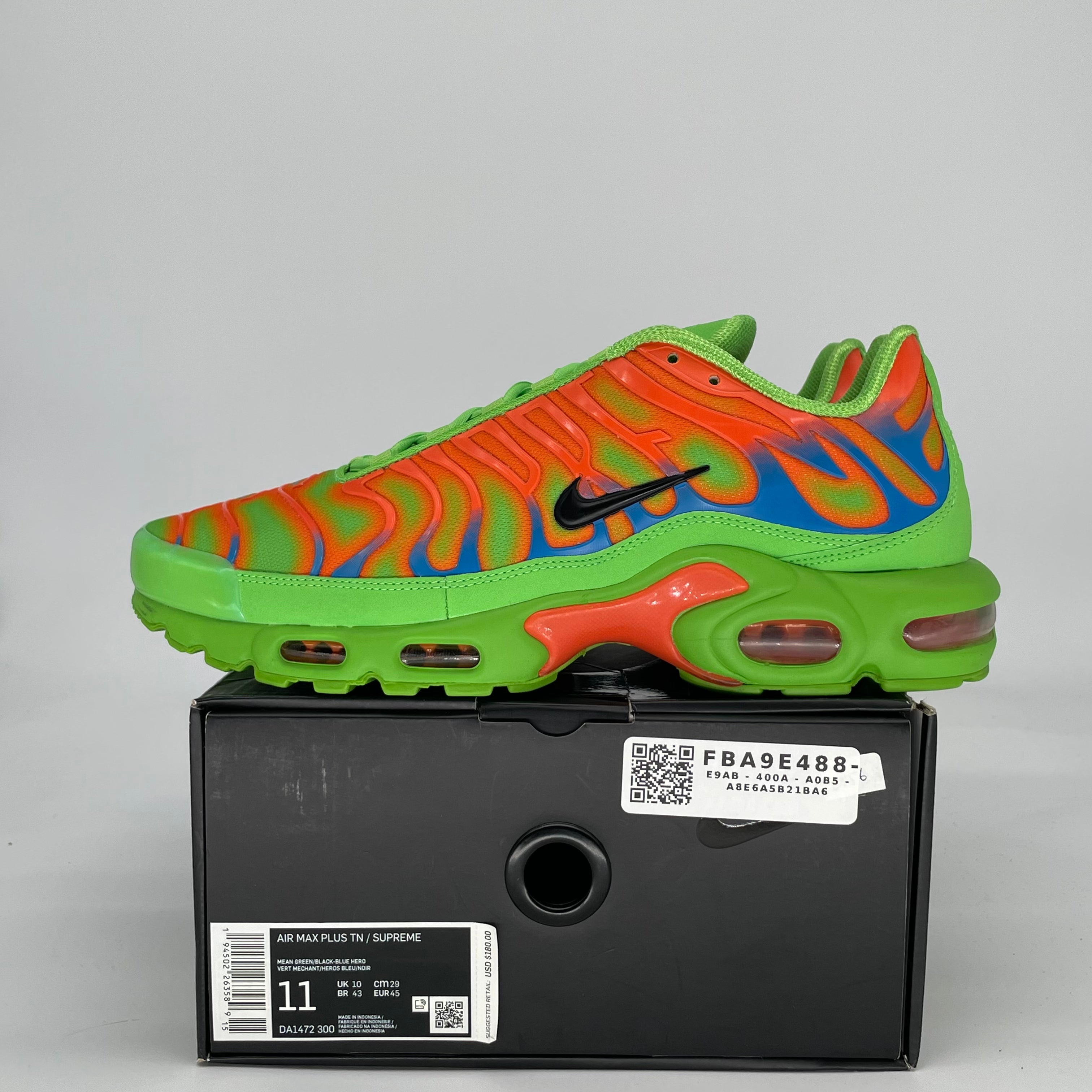 SUPREME X NIKE AIR MAX PLUS MEAN GREEN DA1472-300 SIZE 11/12.5W
