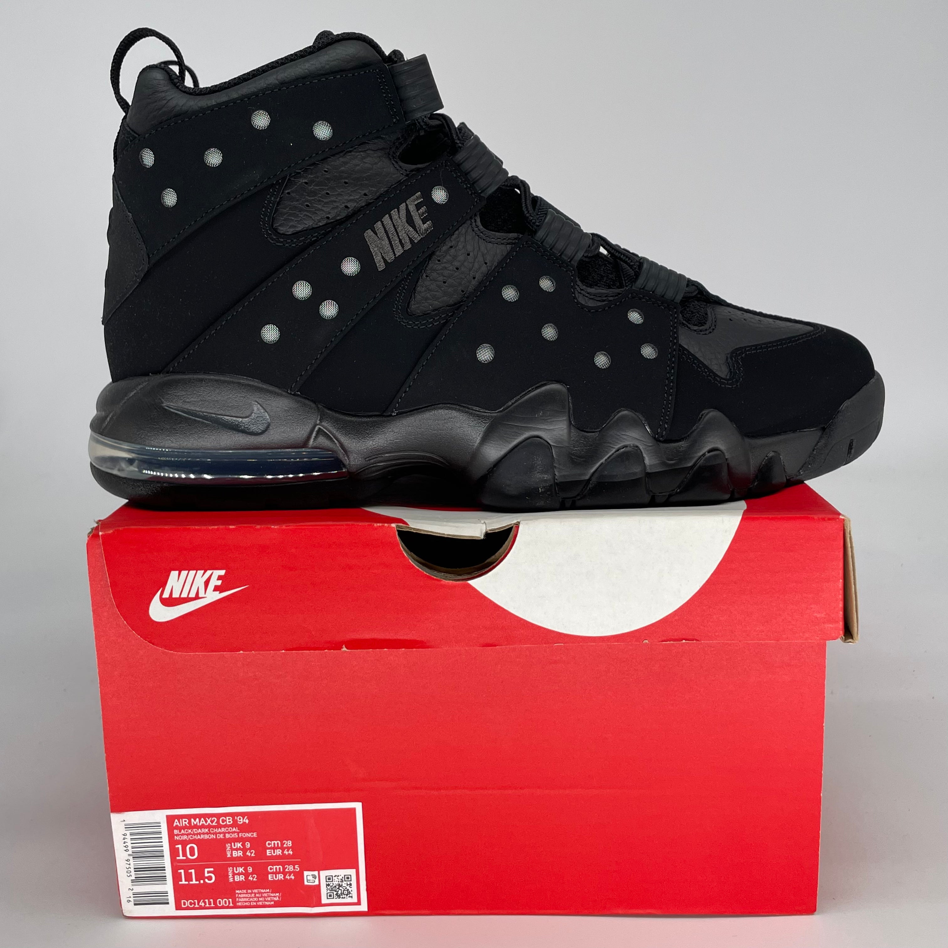 NIKE AIR MAX 2 CB 94 TRIPLE BLACK DC1411-001 SIZE 10/11.5W