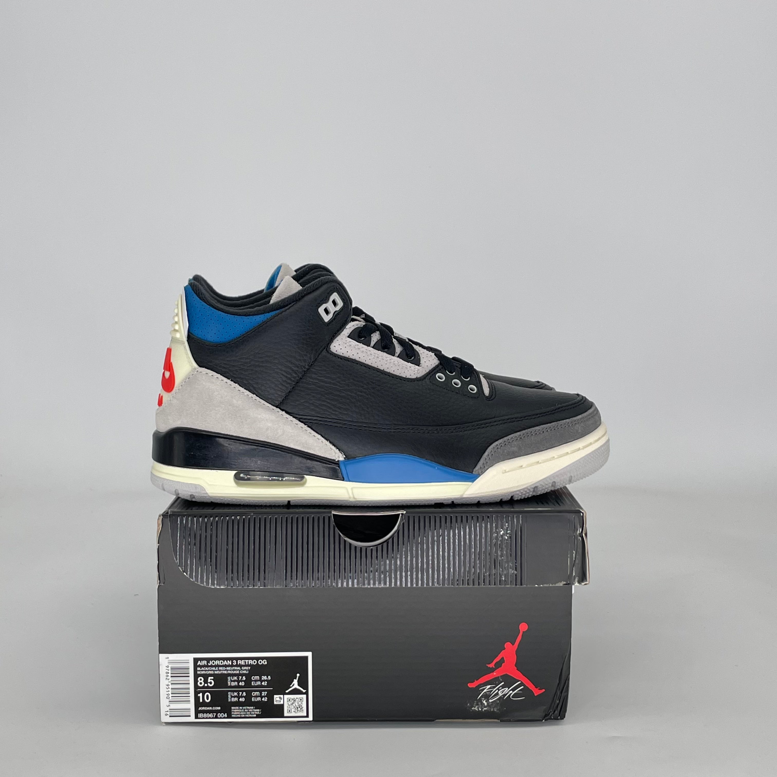 AIR JORDAN 3 RARE AIR IB8967-004 SIZE 8.5/10W
