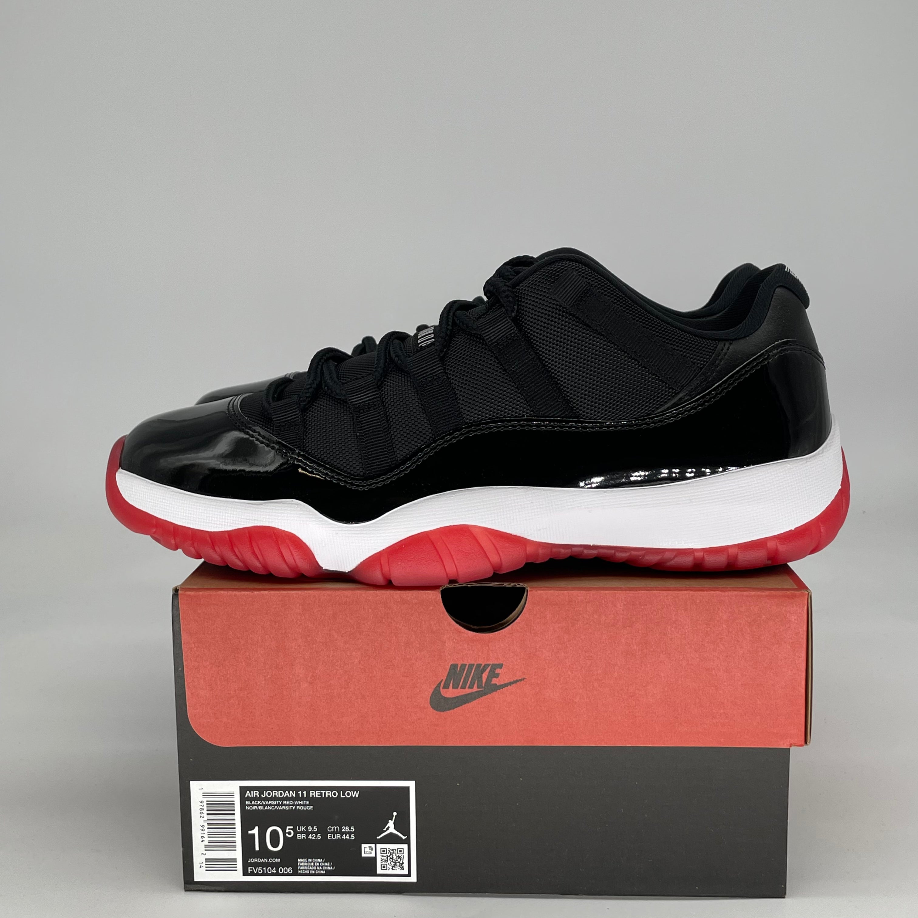 AIR JORDAN 11 LOW BRED FV5104-006 SIZE 10.5/12W
