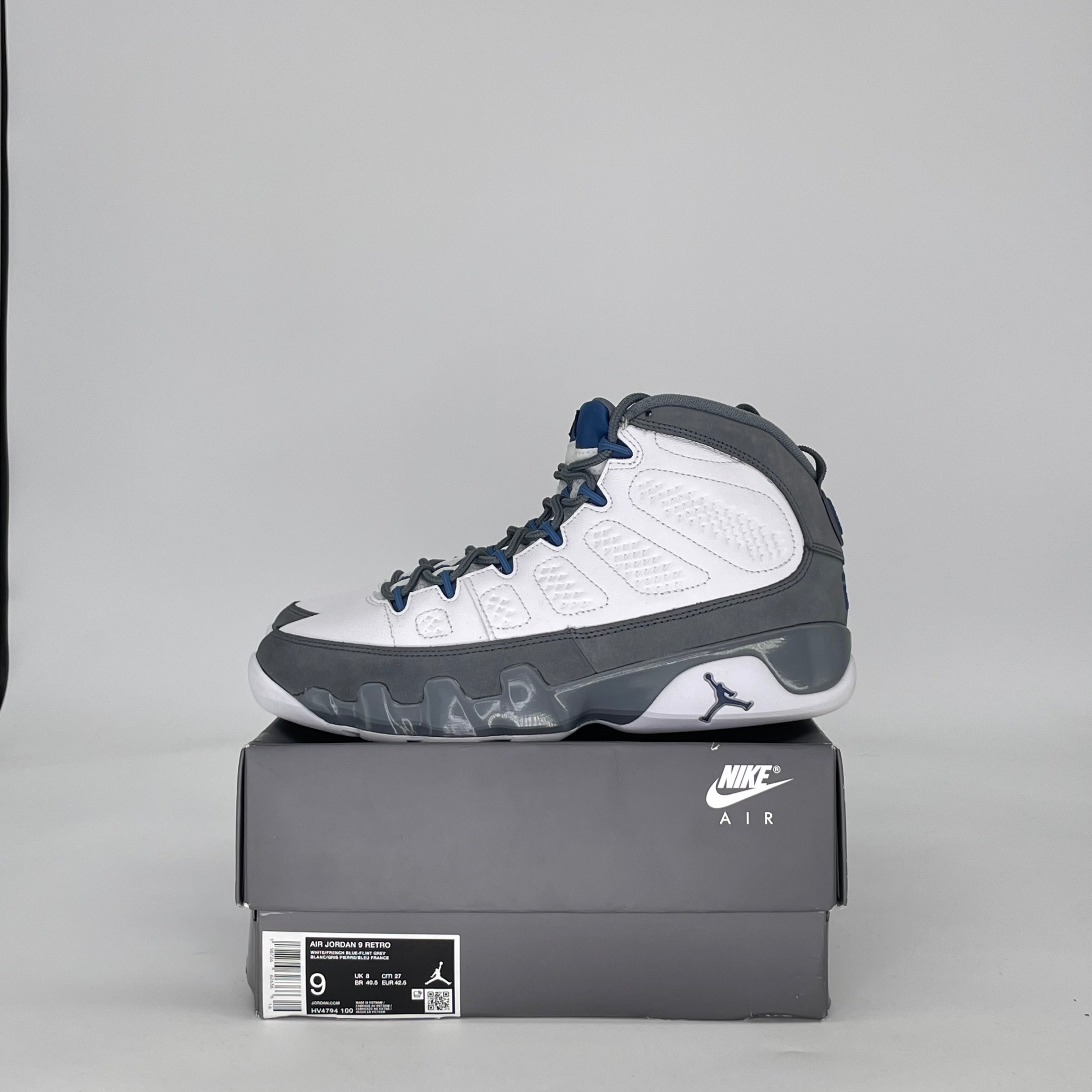 AIR JORDAN 9 FLINT GREY FRENCH BLUE HV4794-100 SIZE 9/10.5W