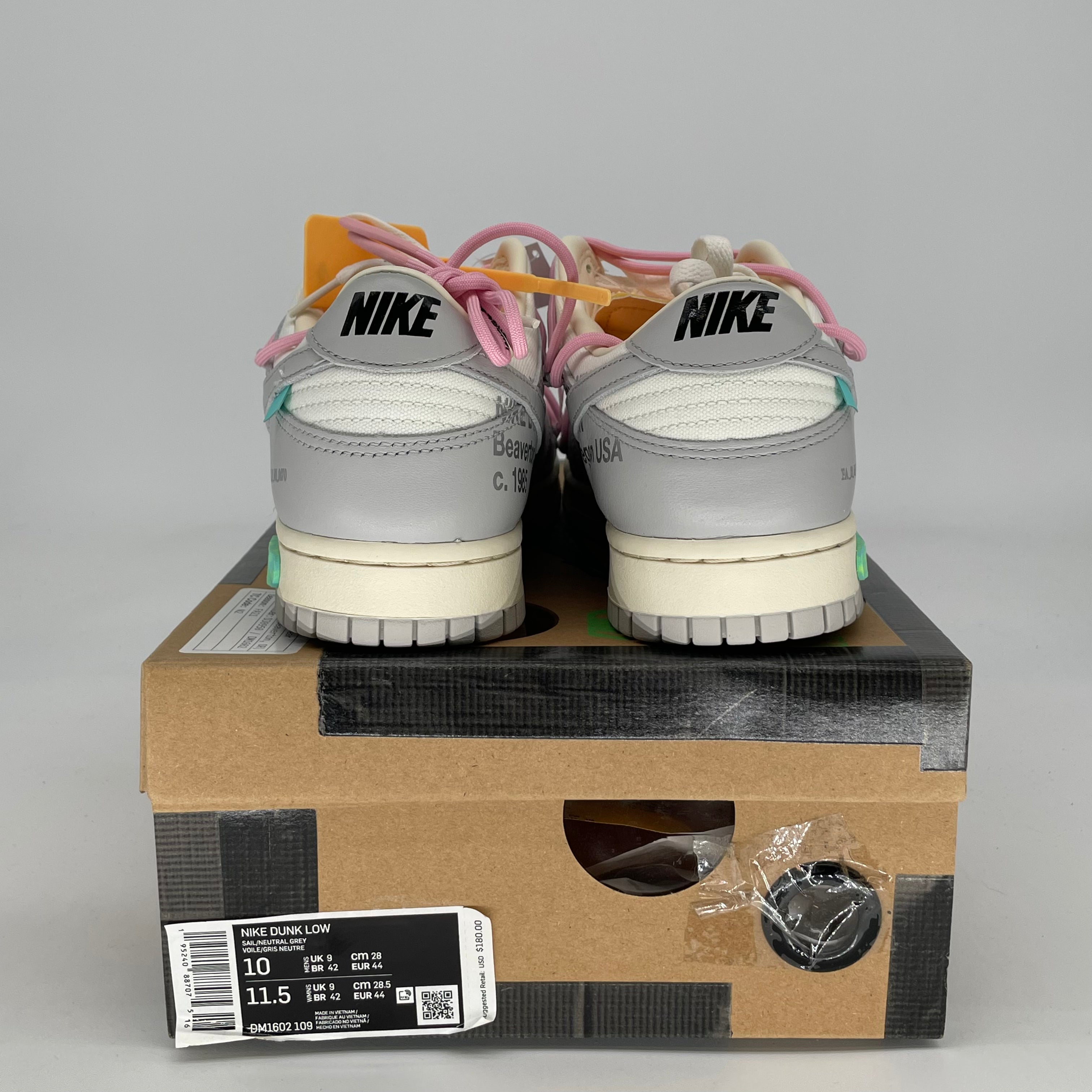 OFF WHITE X NIKE DUNK LOW LOT 9 DM1602-109 SIZE 10.5/12W