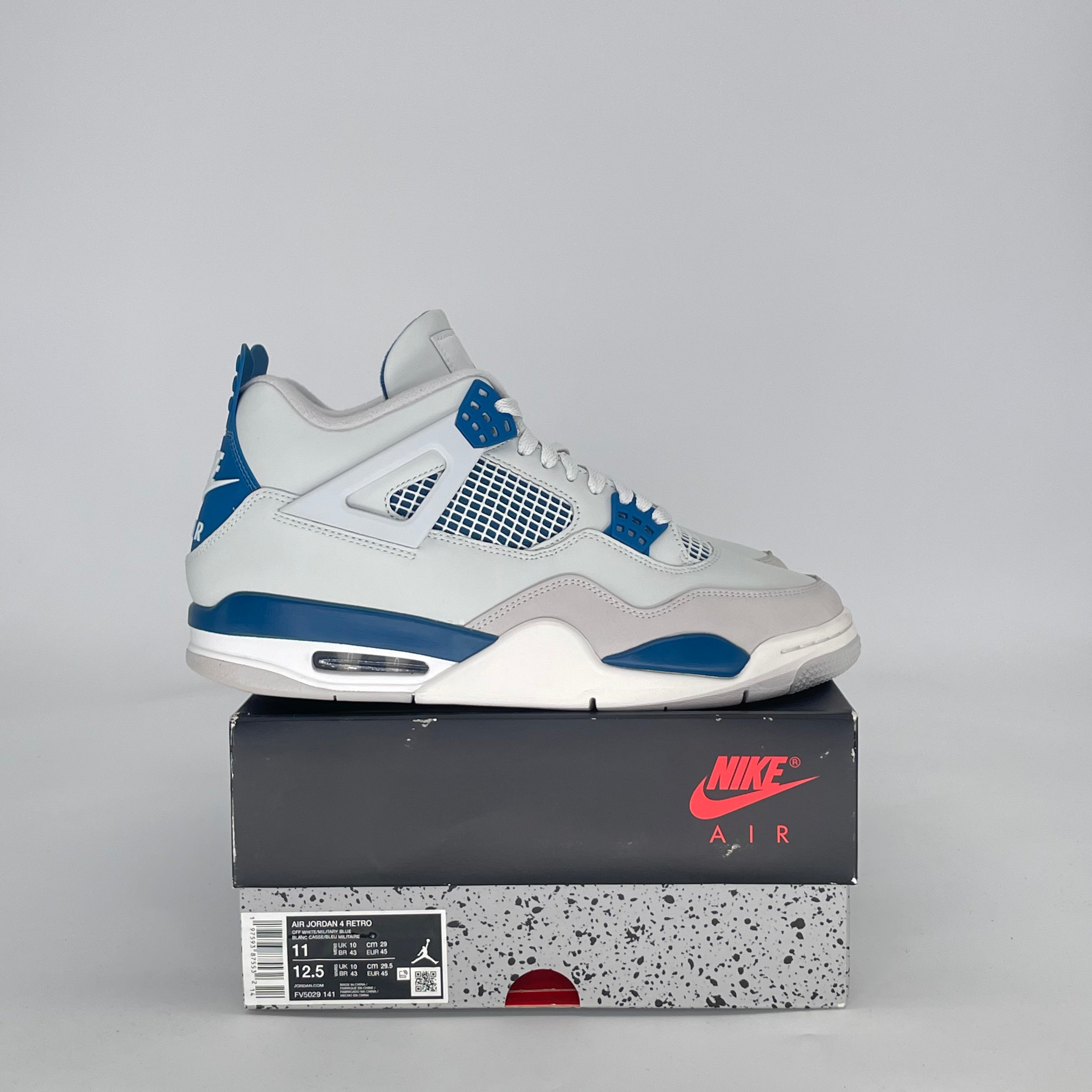 AIR JORDAN 4 MILITARY BLUE FV5029-141 SIZE 11/12.5W