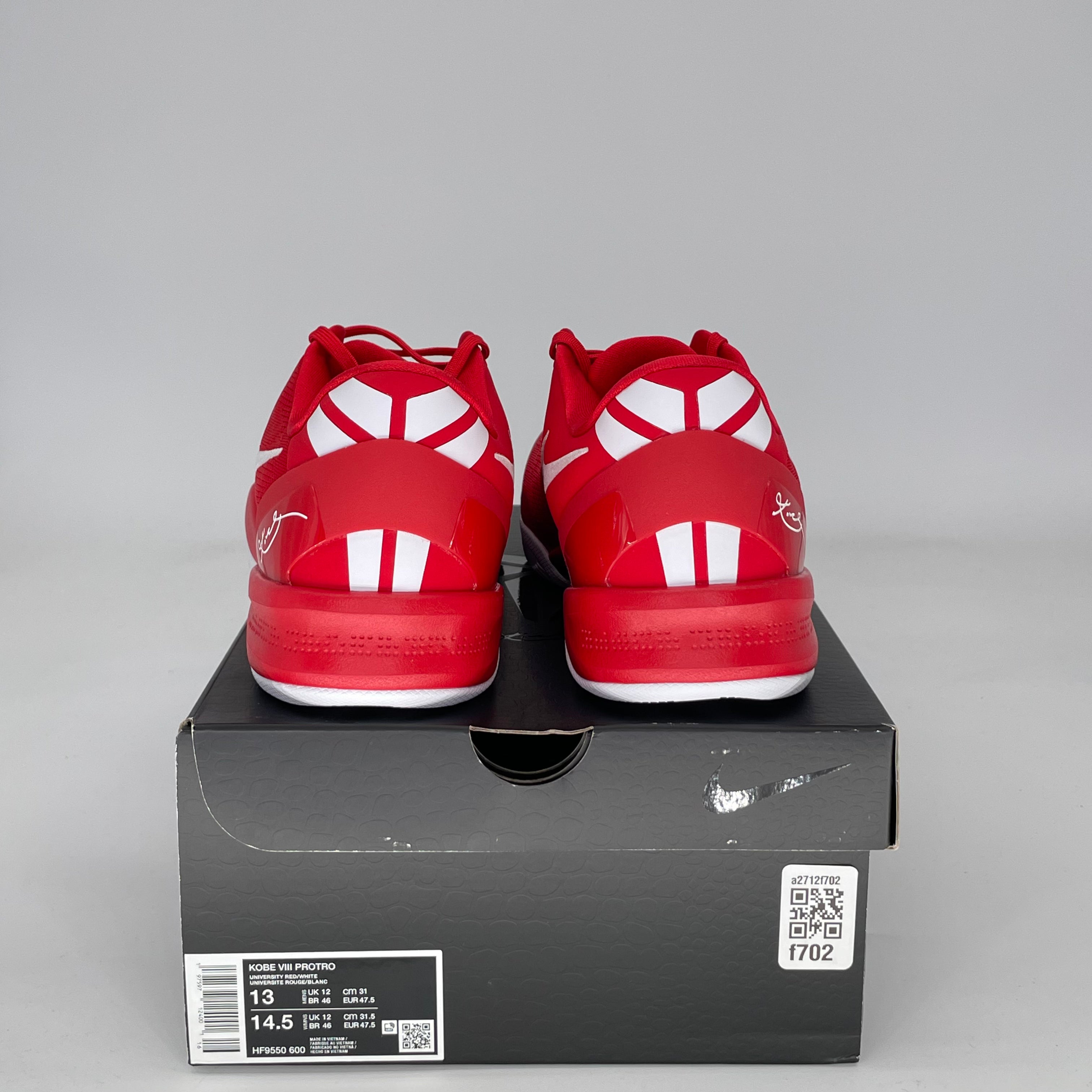 NIKE KOBE 8 PROTRO UNIVERSITY RED HF9550-600 SIZE 13/14.5W