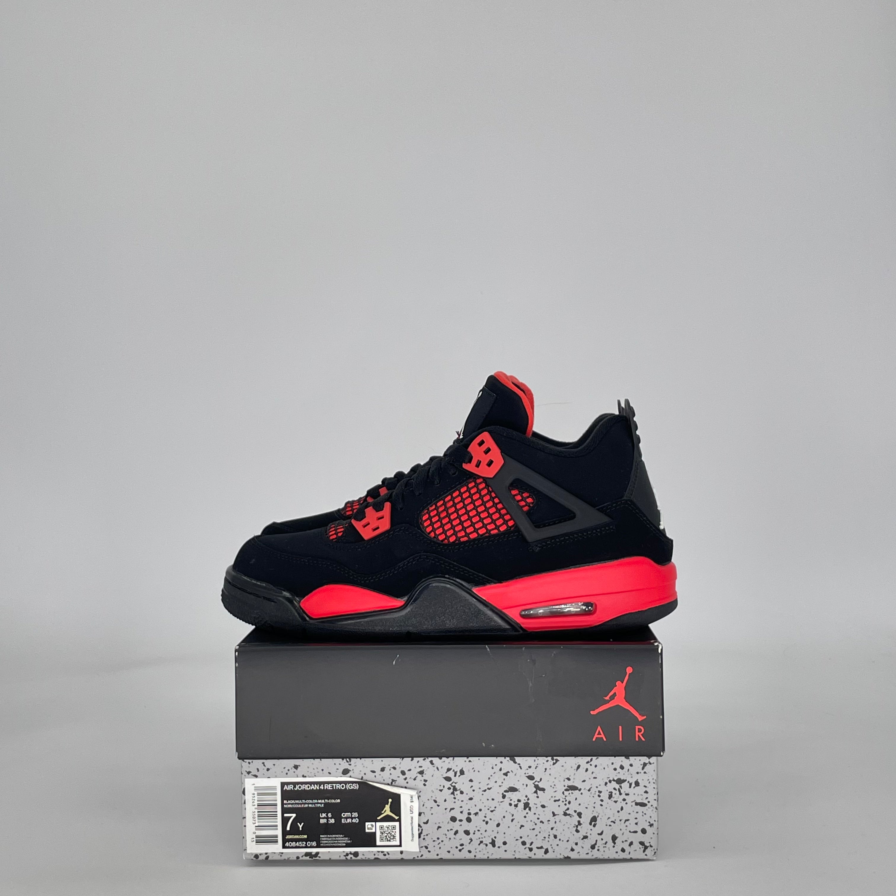 AIR JORDAN 4 RED THUNDER 408452-016 SIZE 7/8.5W GS