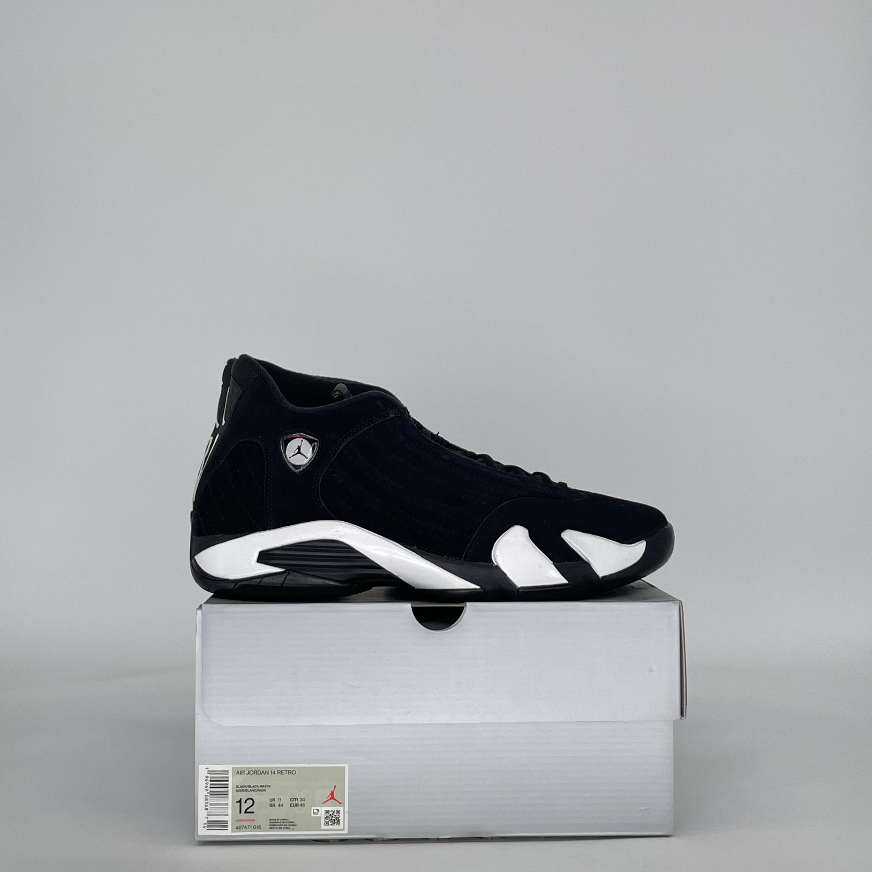 AIR JORDAN 14 BLACK WHITE 487471-016 SIZE 12/13.5W