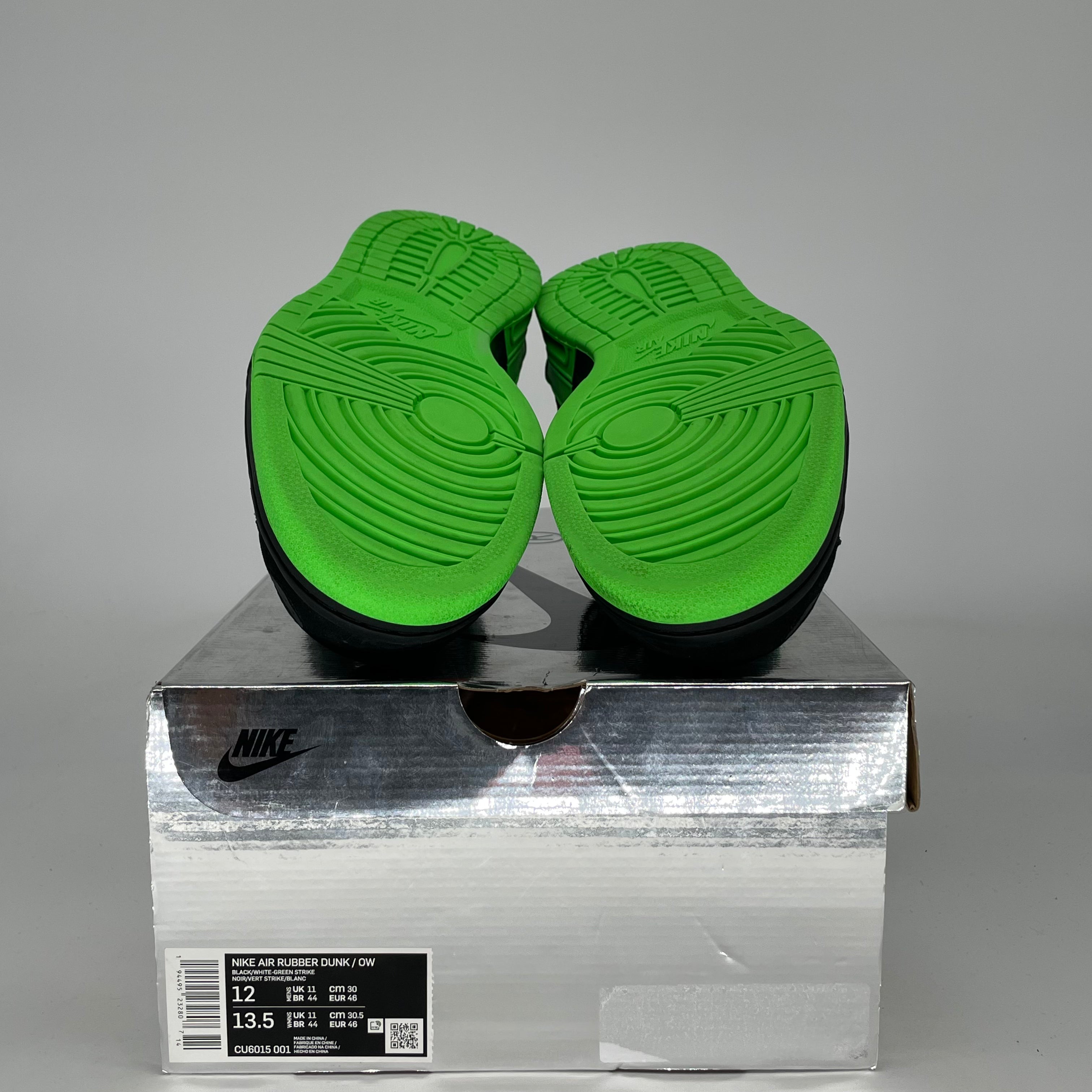 OFF WHITE X NIKE AIR RUBBER DUNK GREEN STRIKE CU6015-001 SIZE 12/13.5W