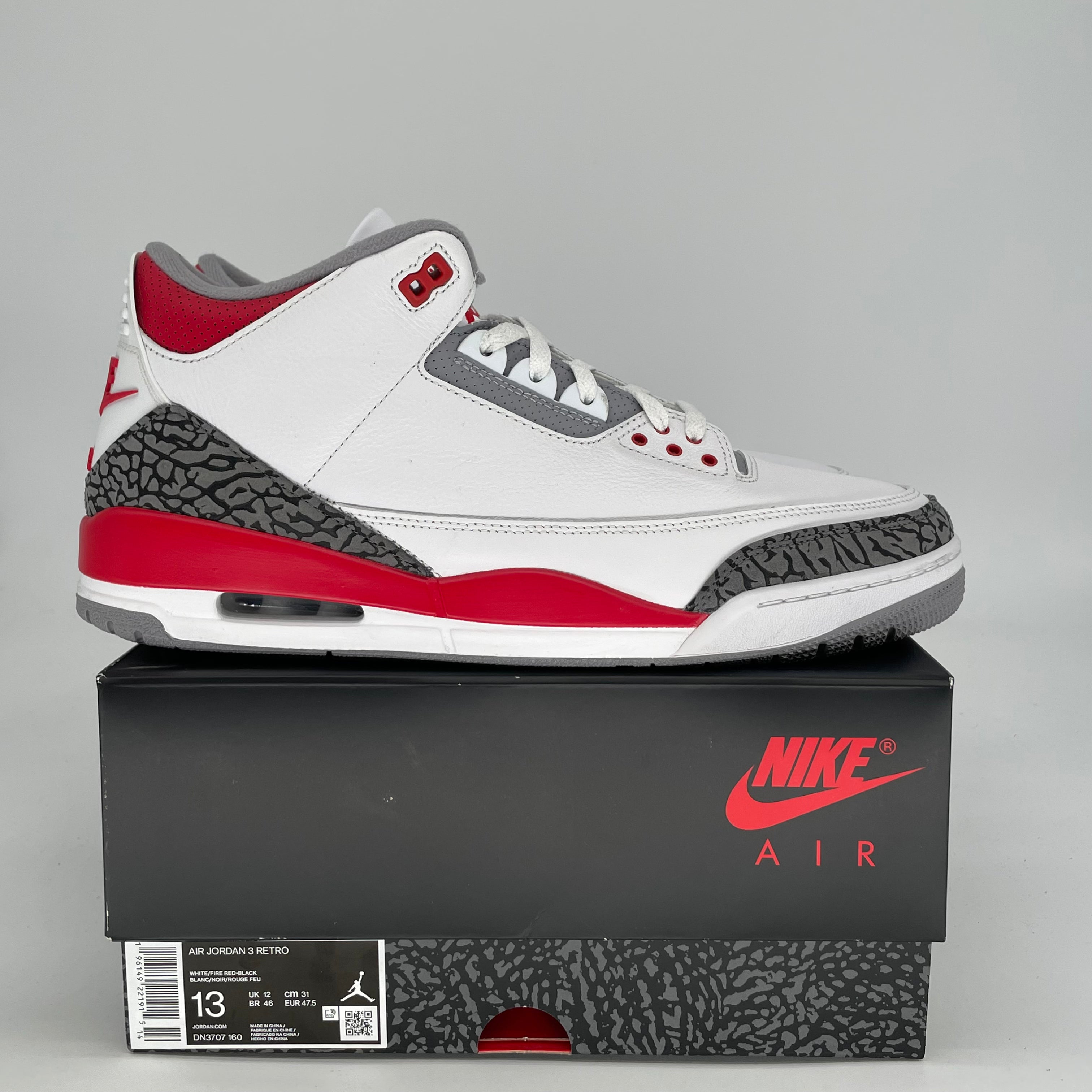 AIR JORDAN 3 FIRE RED DN3707-160 SIZE 13/14.5W