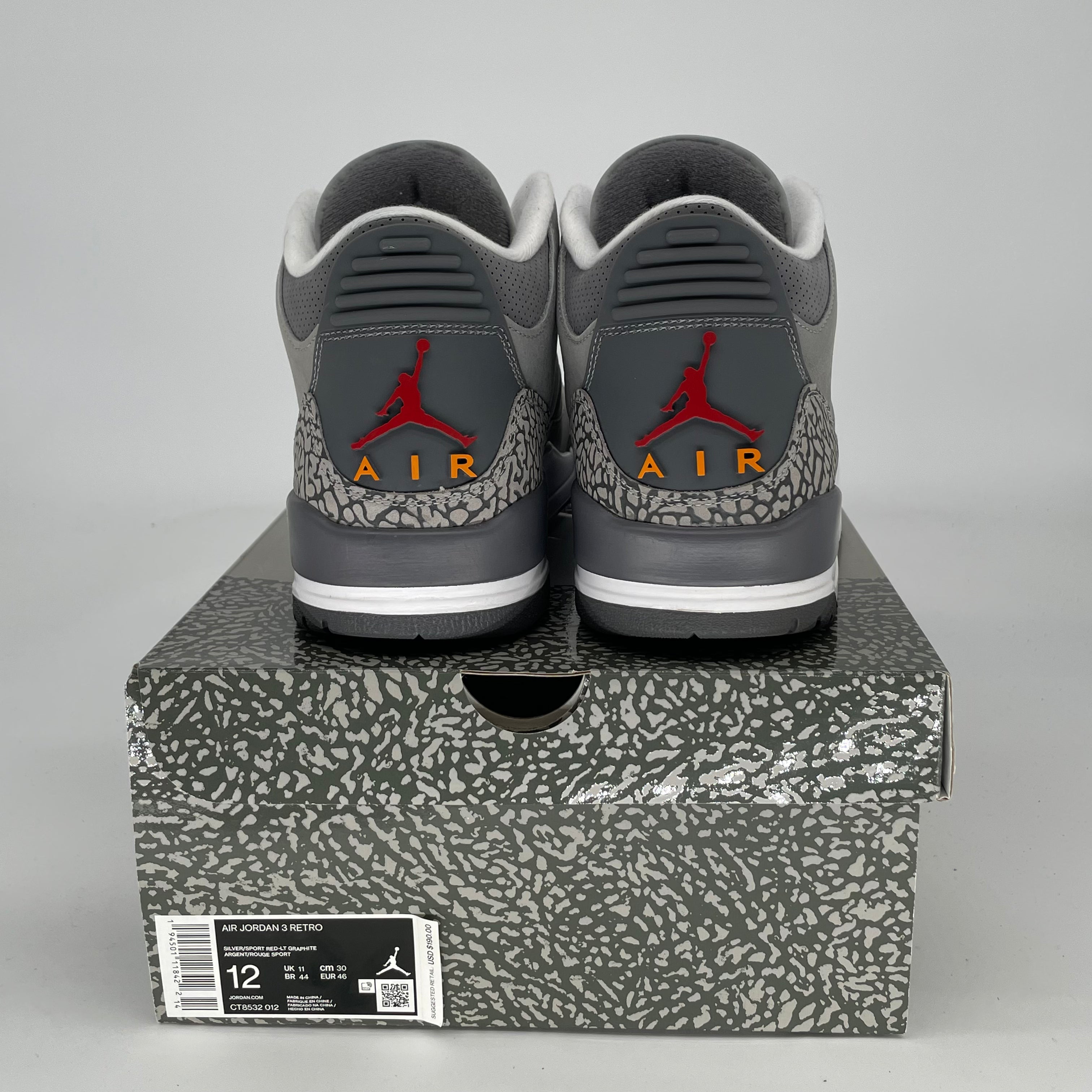AIR JORDAN 3 COOL GREY SIZE 12/13.5W CT8532-012