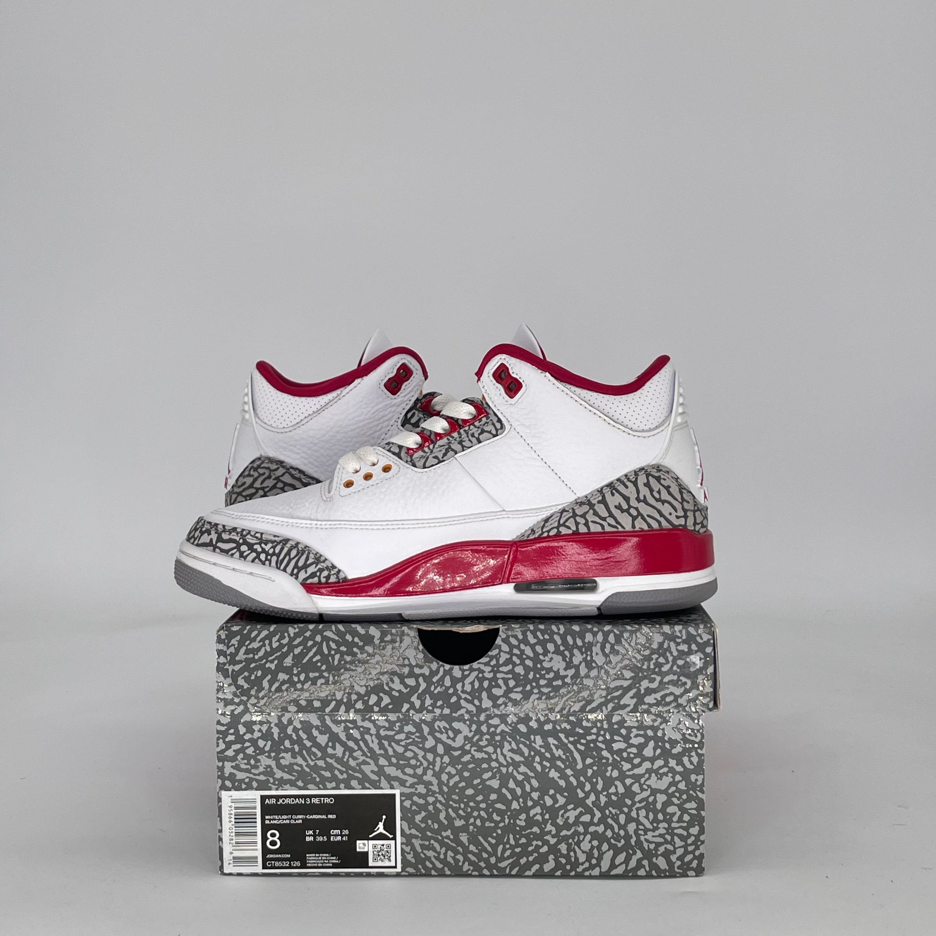 AIR JORDAN 3 CARDINAL RED CT8532-126 SIZE 8/9.5W