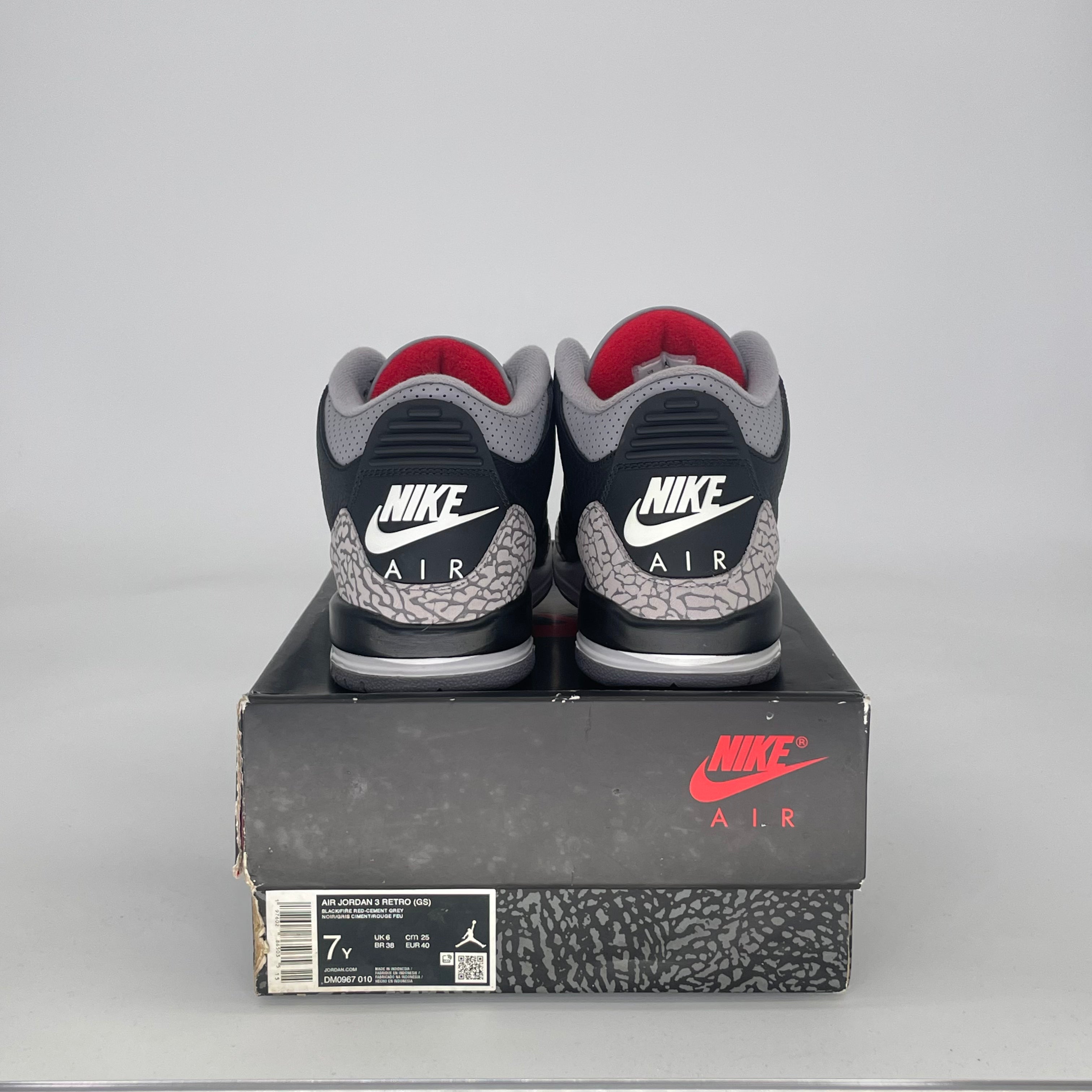AIR JORDAN 3 BLACK CEMENT DM0967-010 SIZE 7/8.5W GS