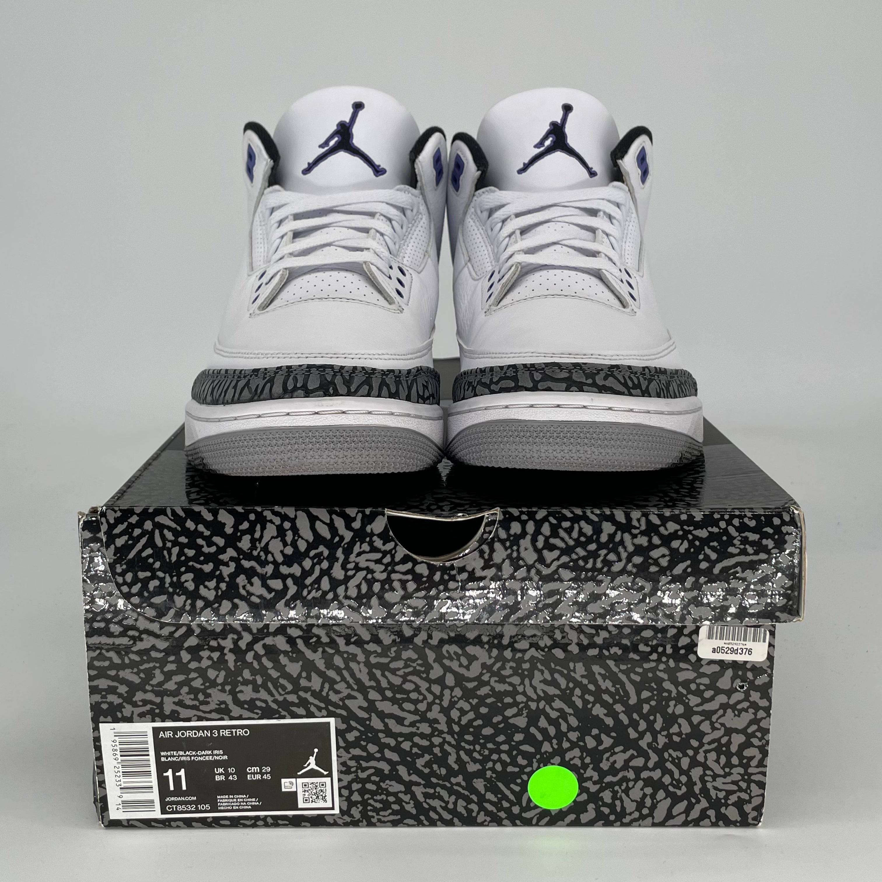 AIR JORDAN 3 DARK IRIS CT8532-105 SIZE 11/12.5W