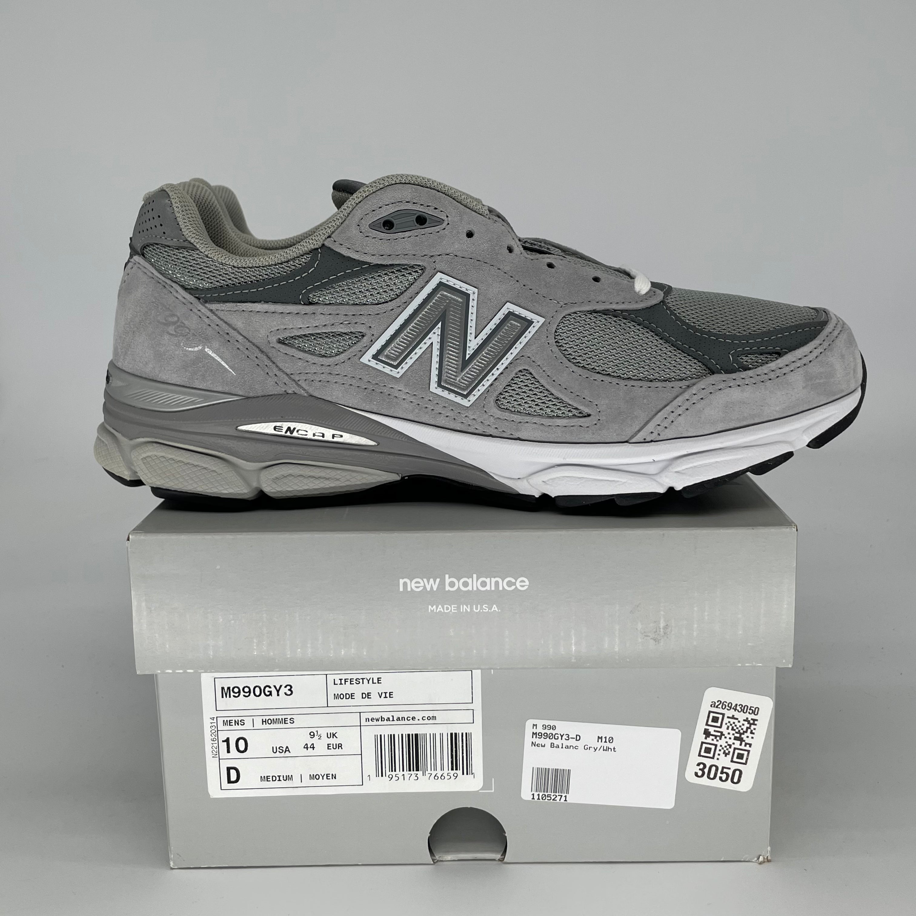 NEW BALANCE 990V3 MIUSA GREY M990GY3 SIZE 10/11.5W