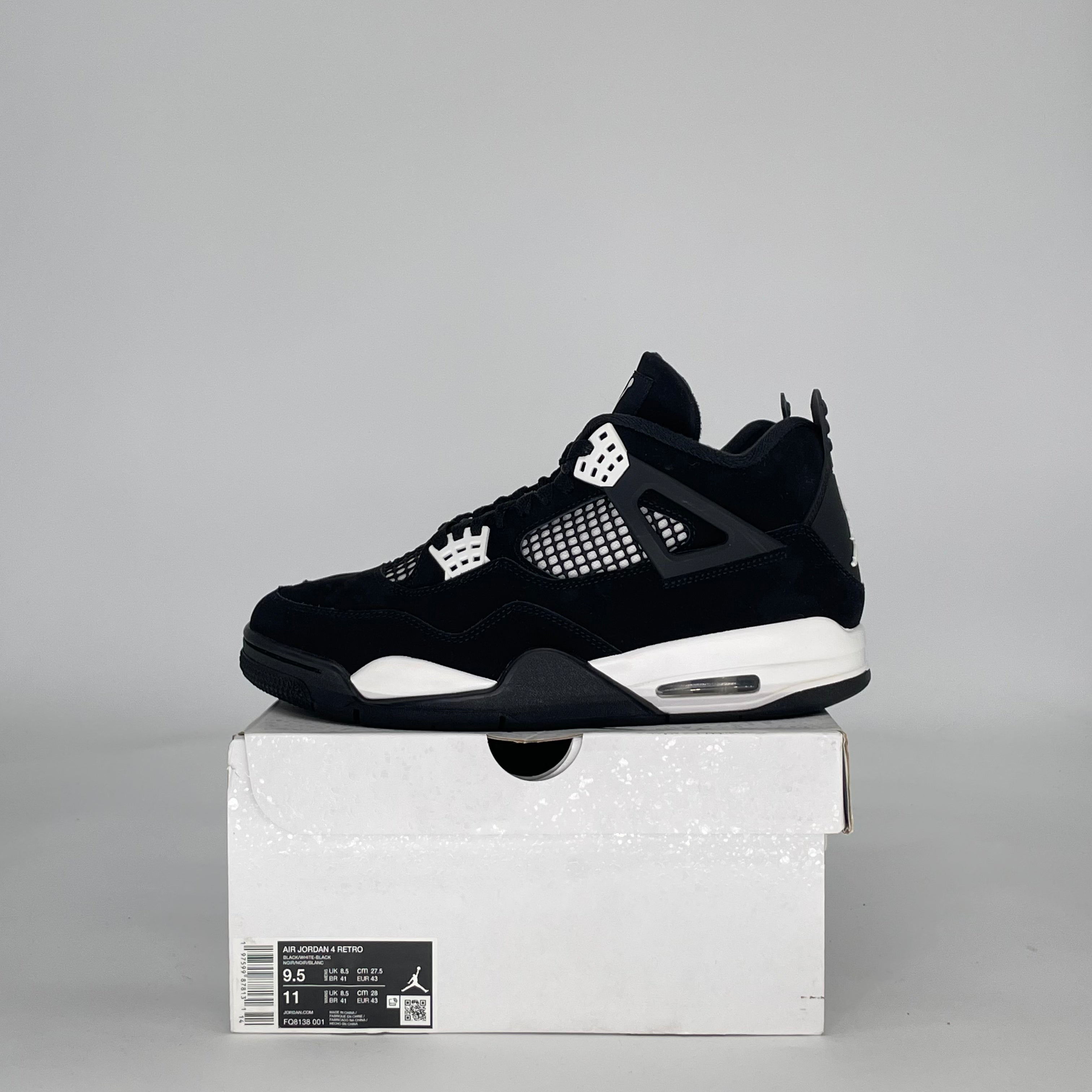 AIR JORDAN 4 WHITE THUNDER FQ8138-001 SIZE 9.5/11W
