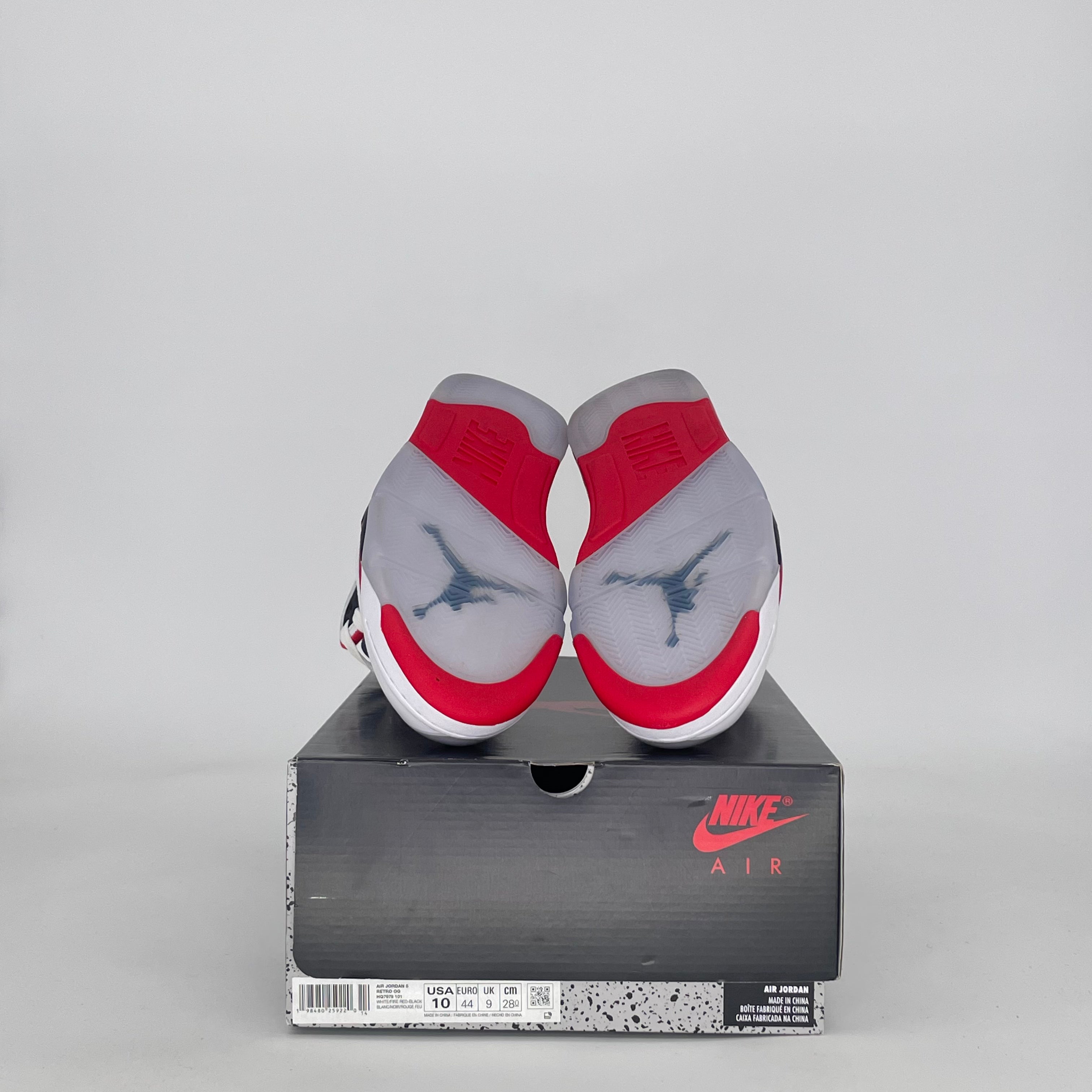 AIR JORDAN 5 FIRE RED BLACK TONGUE HQ7978-101 SIZE 10/11.5W