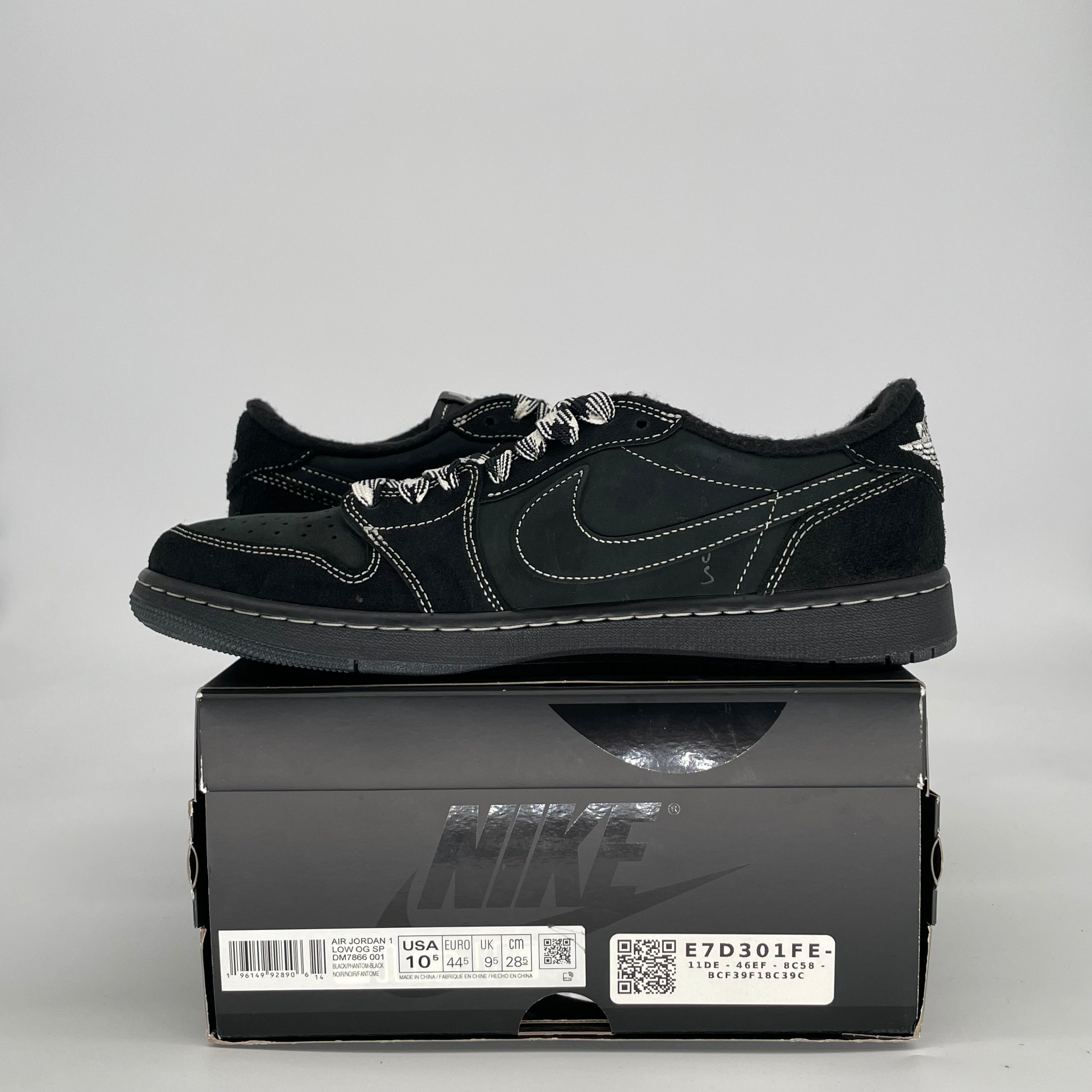 AIR JORDAN 1 LOW X TRAVIS SCOTT BLACK PHANTOM DM7866-001 SIZE 10.5/12W