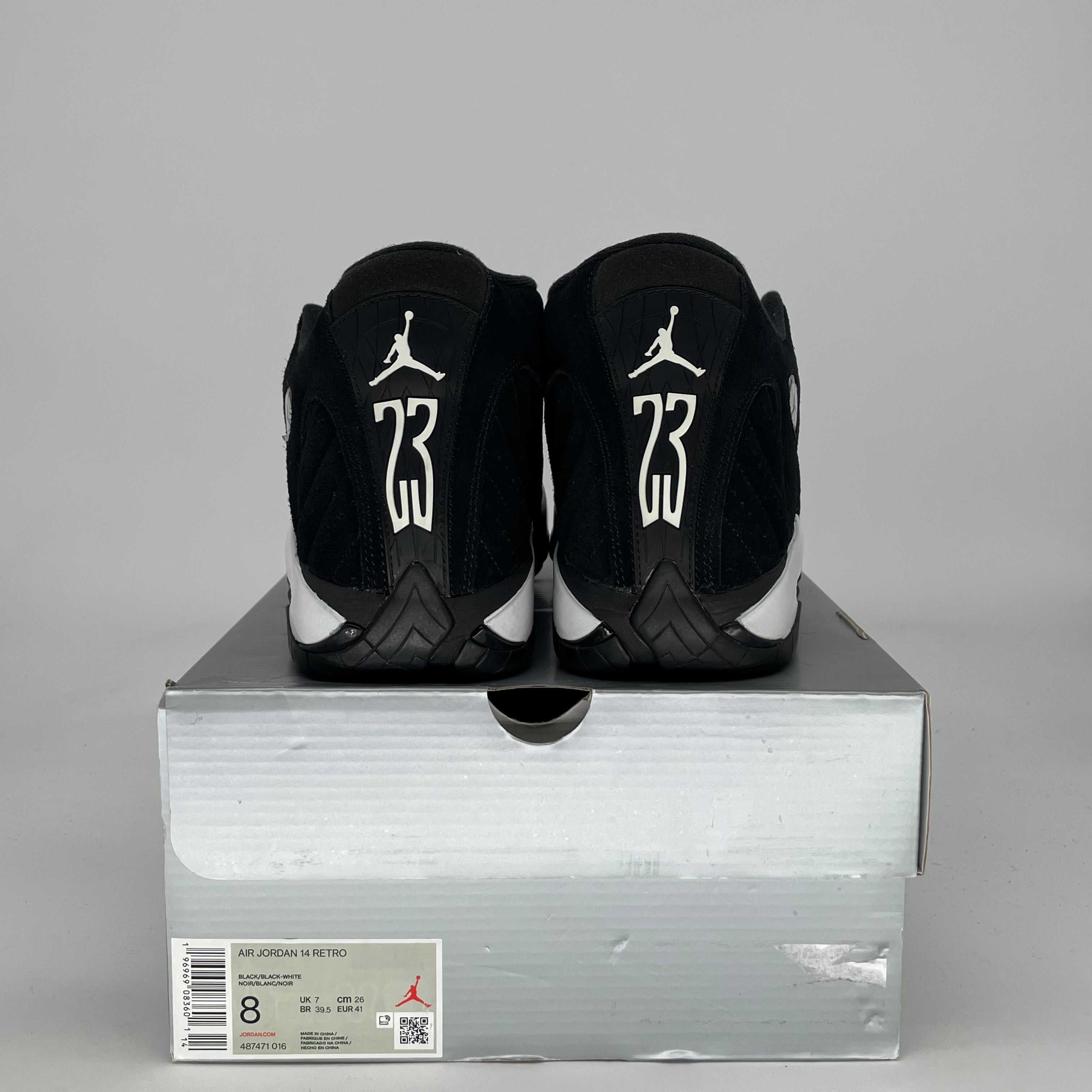 AIR JORDAN 14 BLACK WHITE 487471-016 SIZE 8/9.5W