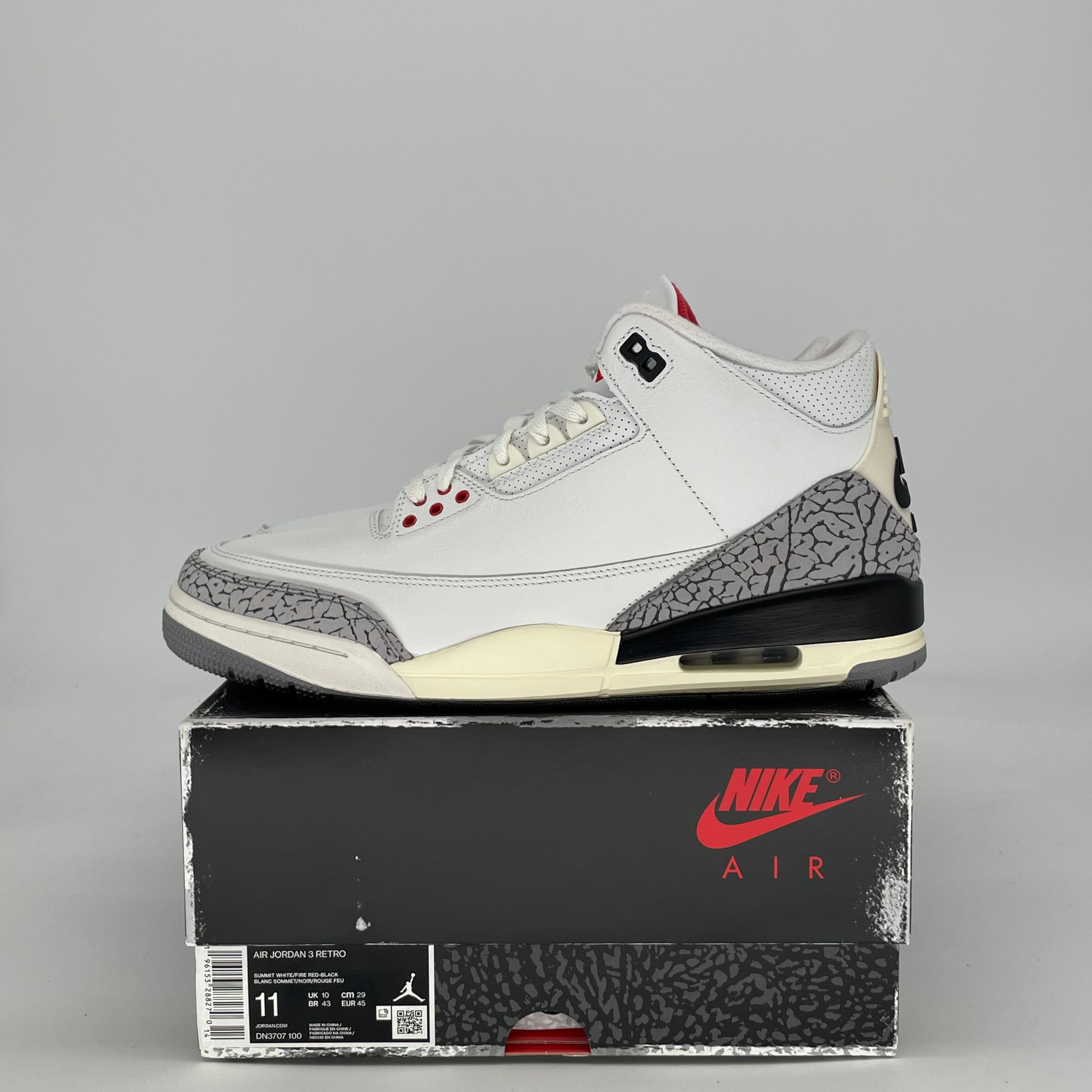 AIR JORDAN 3 WHITE CEMENT REIMAGINED DN3707-100 SIZE 11/12.5W