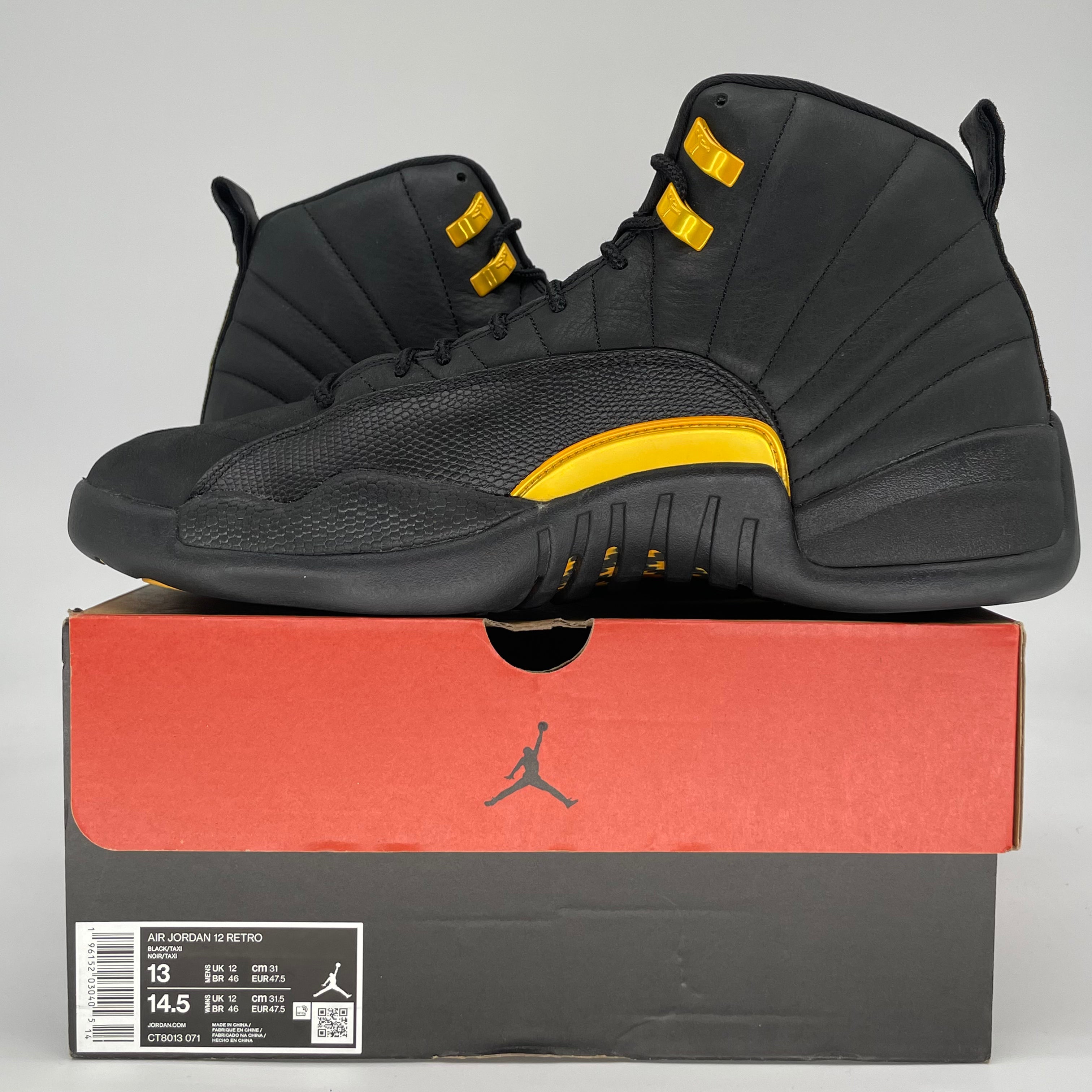 AIR JORDAN 12 BLACK TAXI CT8013-071 SIZE 13/14.5W