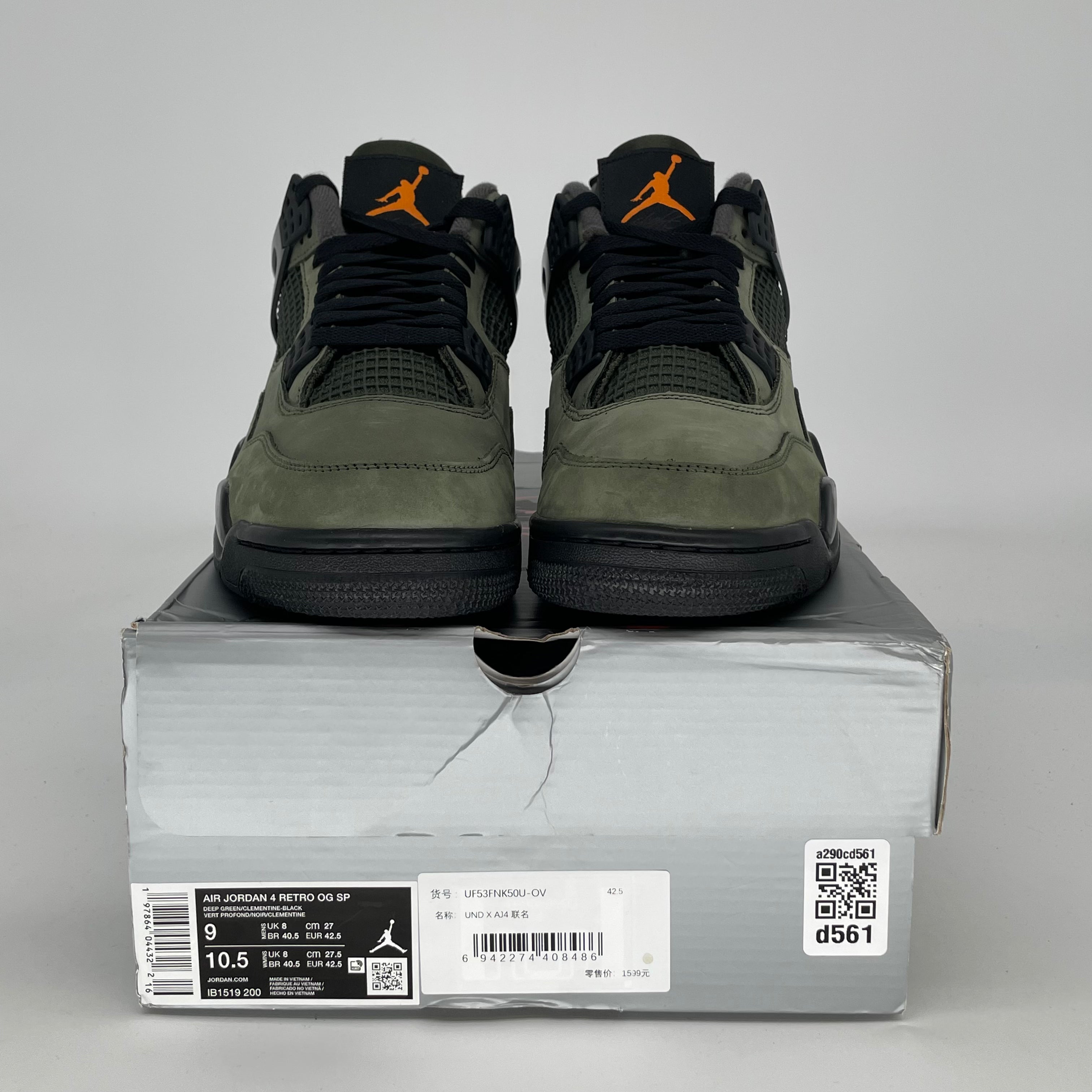 AIR JORDAN 4 UNDEFEATED 2025 IB1519-200 SIZE 9/10.5W
