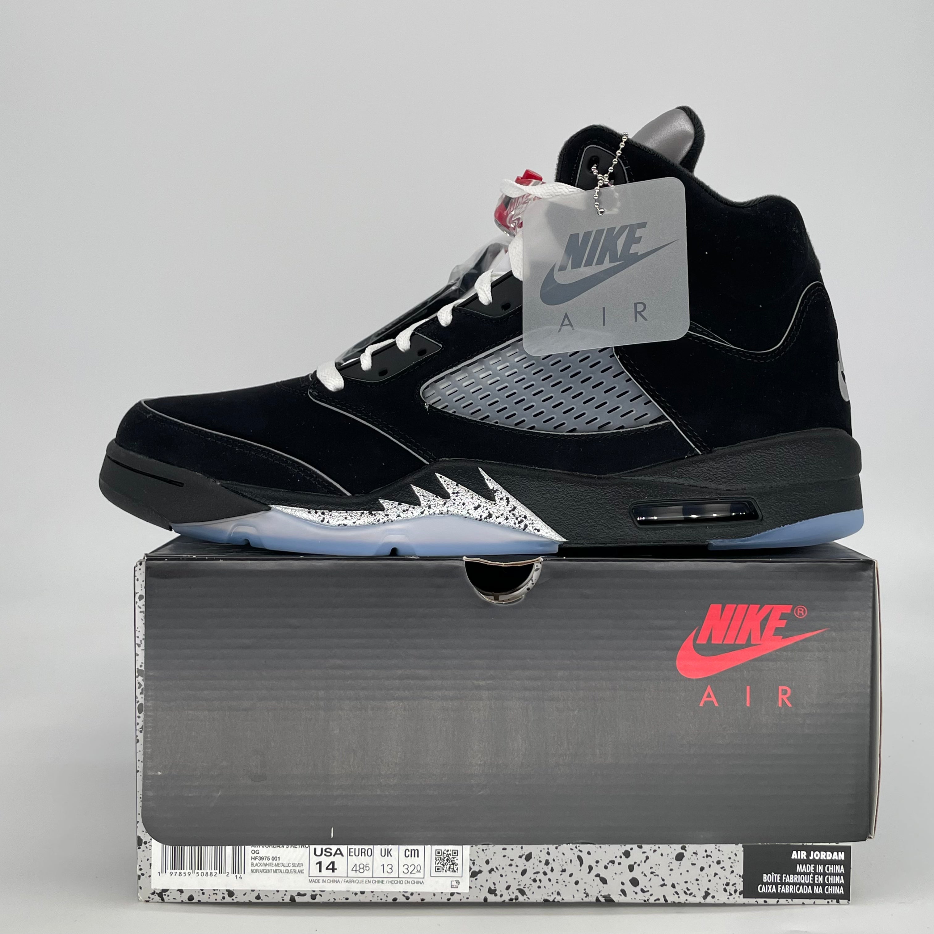 AIR JORDAN 5 BLACK METALLIC REIMAGINED HF3975-001 SIZE 14/15.5W