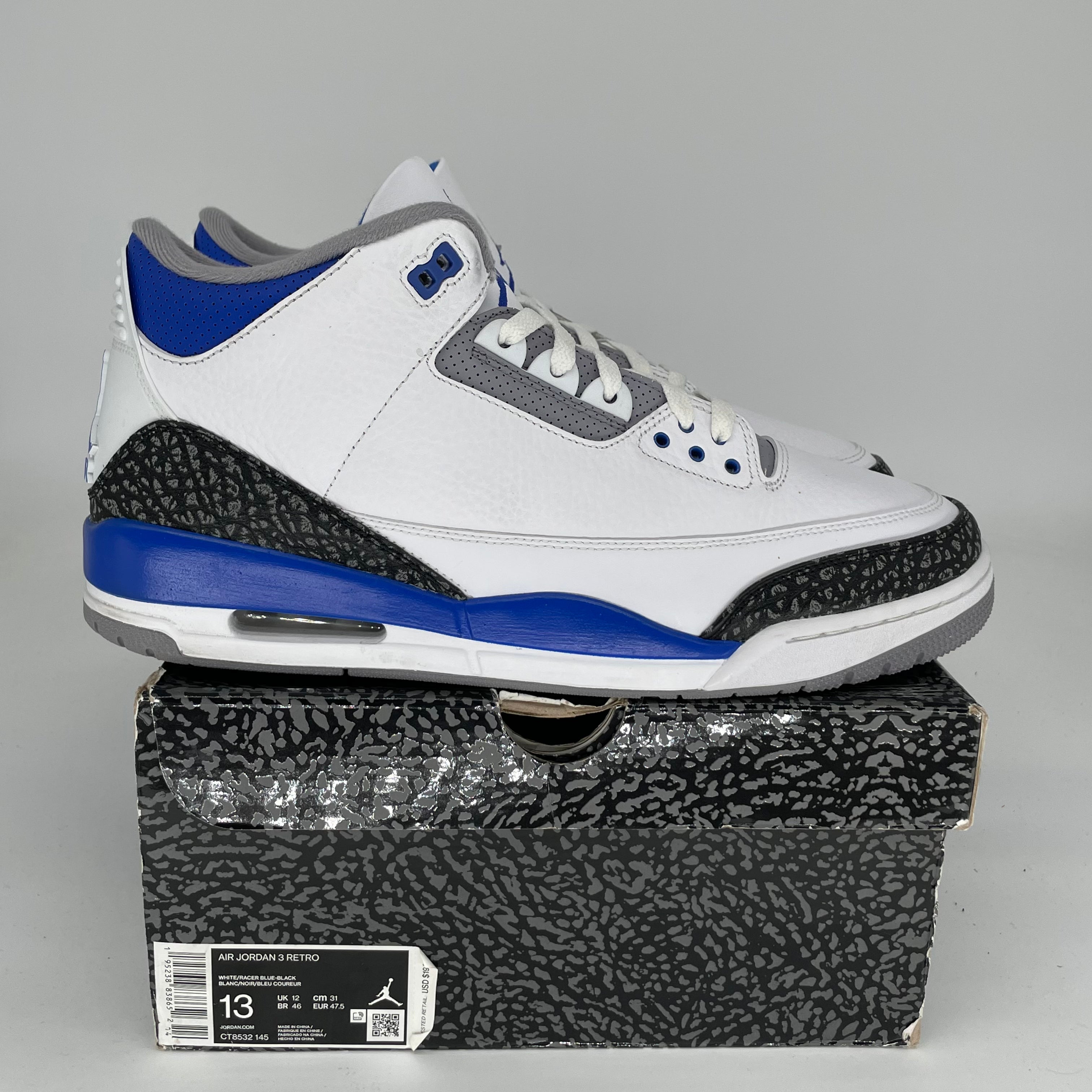 AIR JORDAN 3 RACER BLUE SIZE 13 CT8532-145
