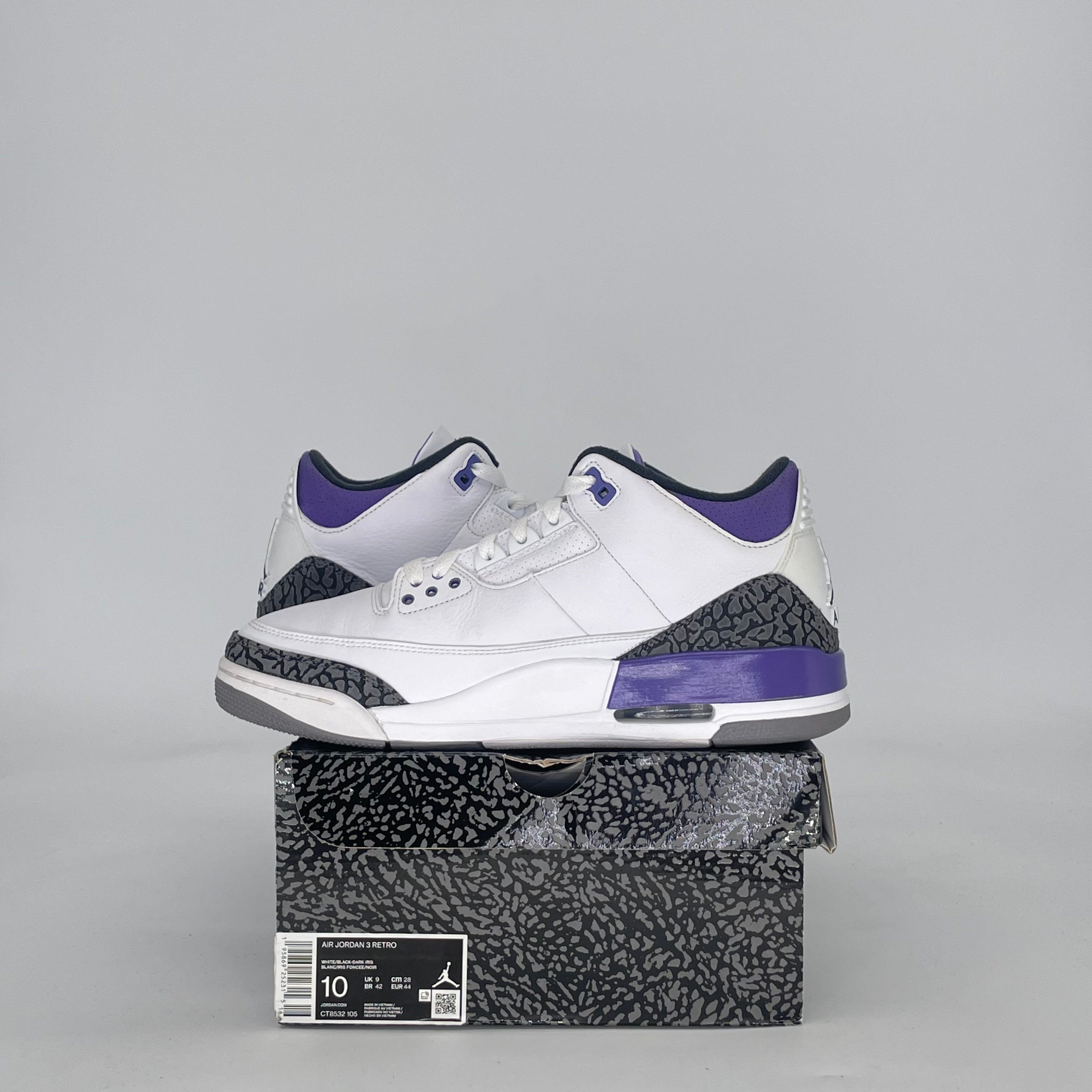 AIR JORDAN 3 DARK IRIS CT8532-105 SIZE 10/11.5W