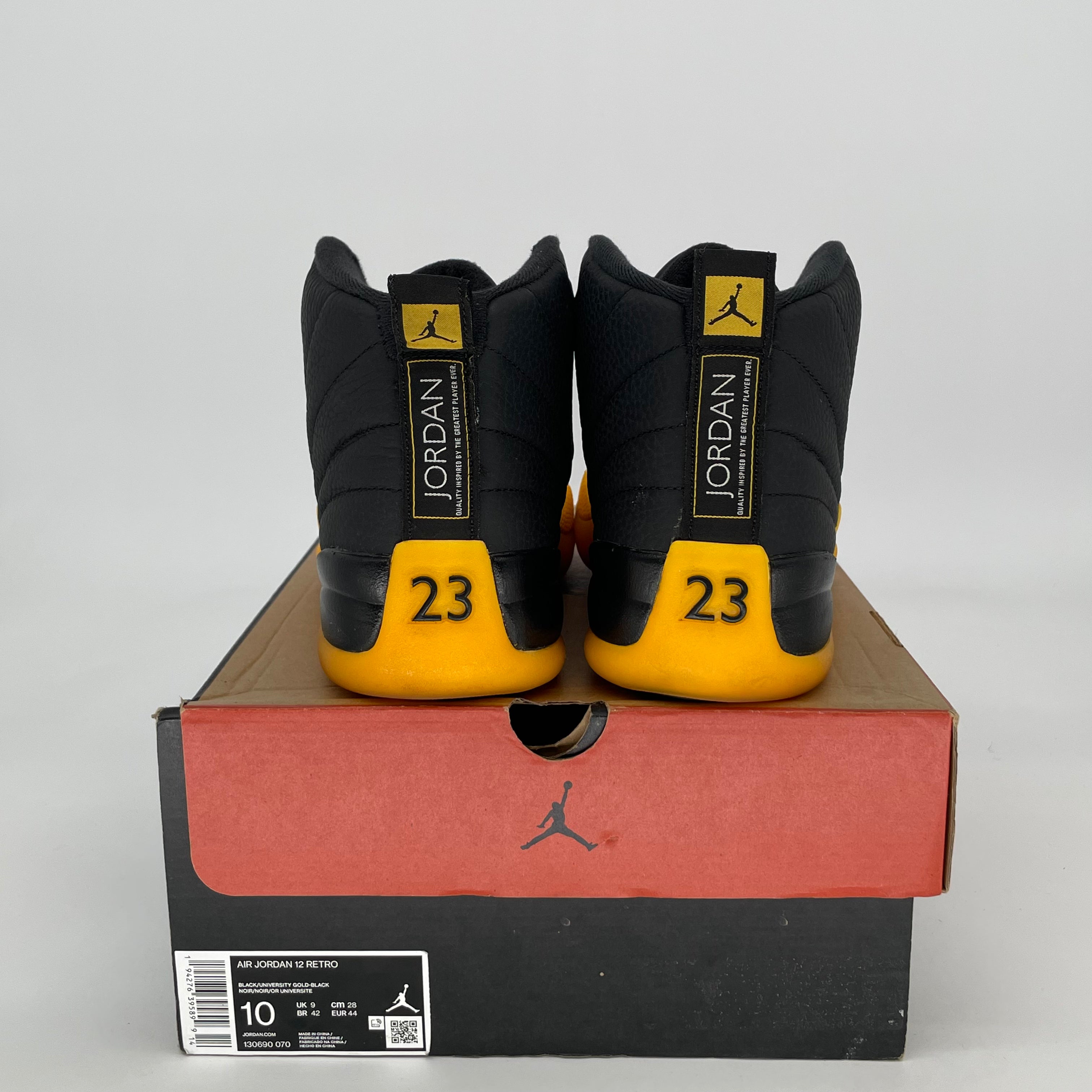 AIR JORDAN 12 BLACK UNIVERSITY GOLD 130690-070 SIZE 10/11.5W