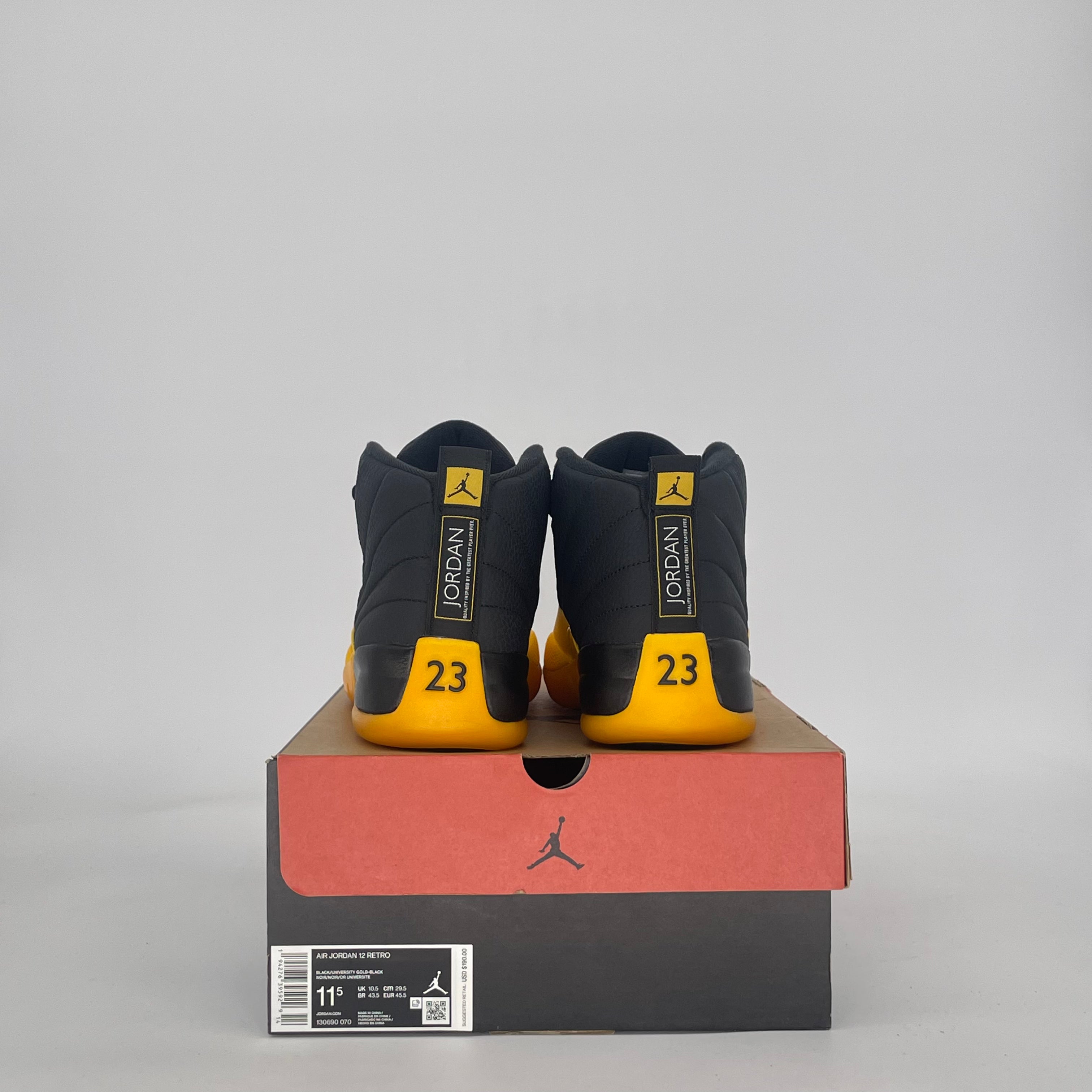 AIR JORDAN 12 BLACK UNIVERSITY GOLD 130690-070 SIZE 11.5/13W